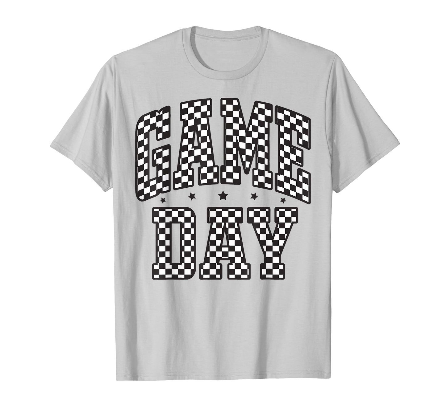 Funny Checkered Game Day Football Black White Gift Women T-Shirt