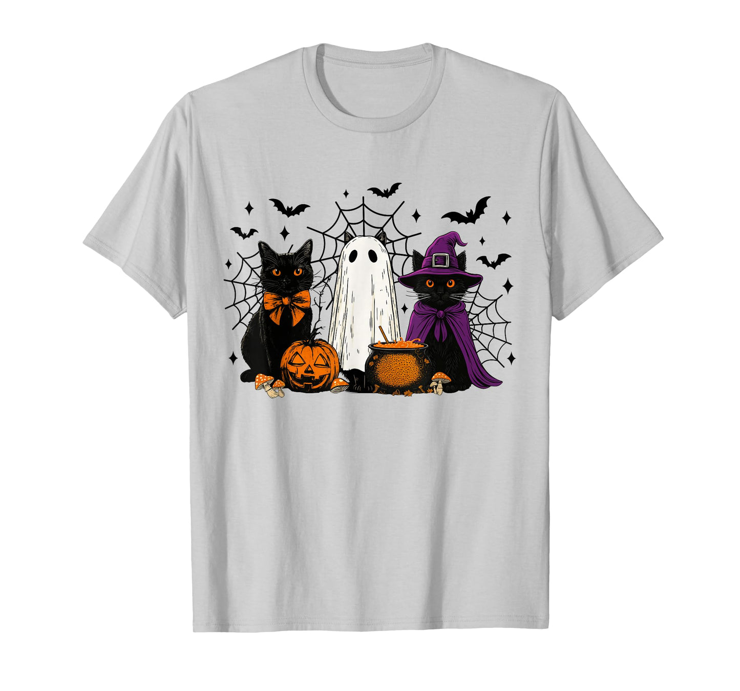 Spooky Witch Black Cat Halloween Pumpkin for Men Women Kids T-Shirt