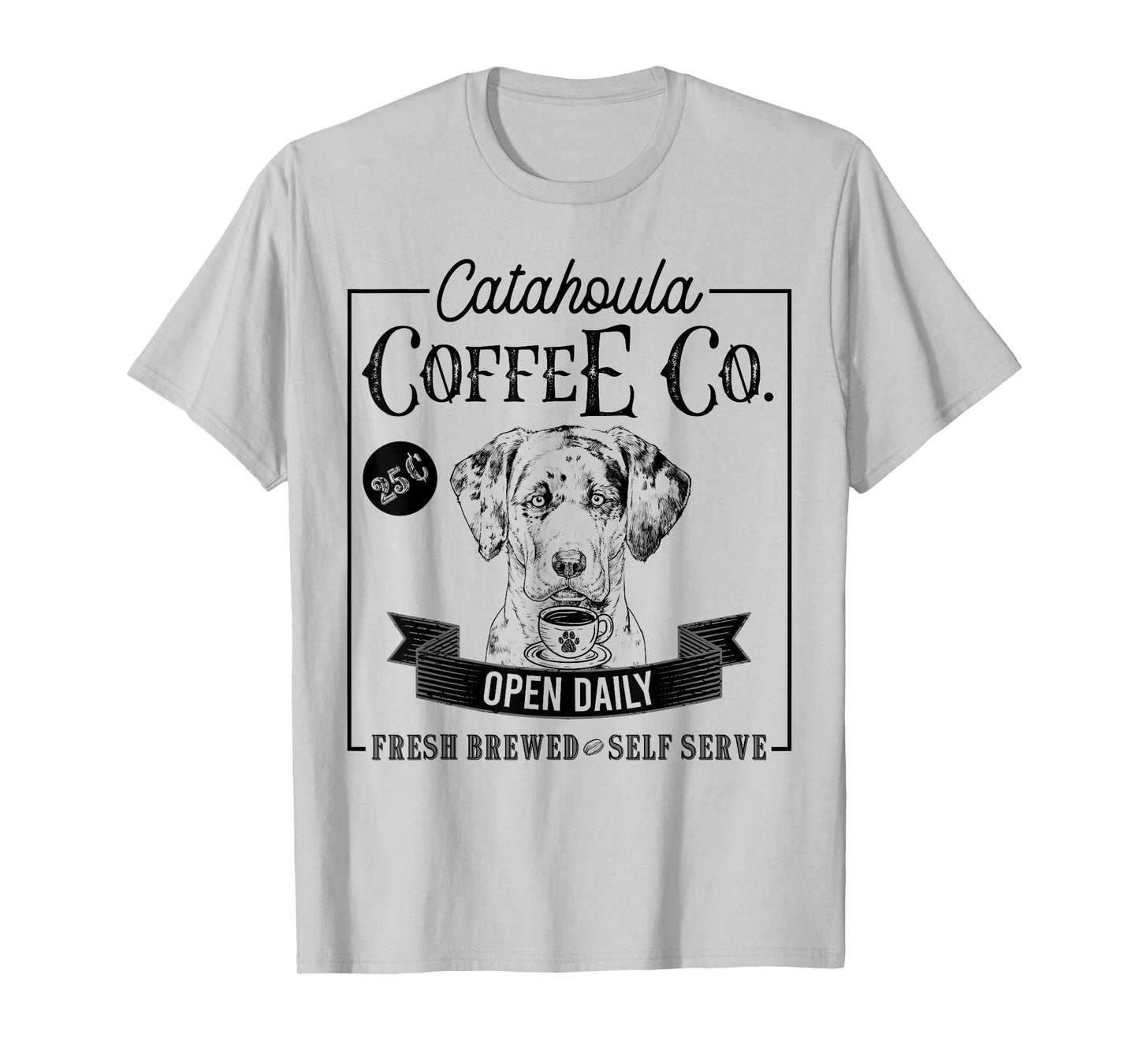 Retro Catahoula Leopard Dog Coffee Funny Dog Coffee Lover T-Shirt for Men Women Girls Kids