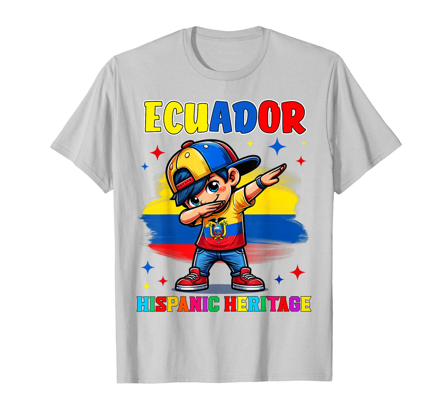 Hispanic Heritage Month Ecuador Flag Dab Kid for Kids T-Shirt