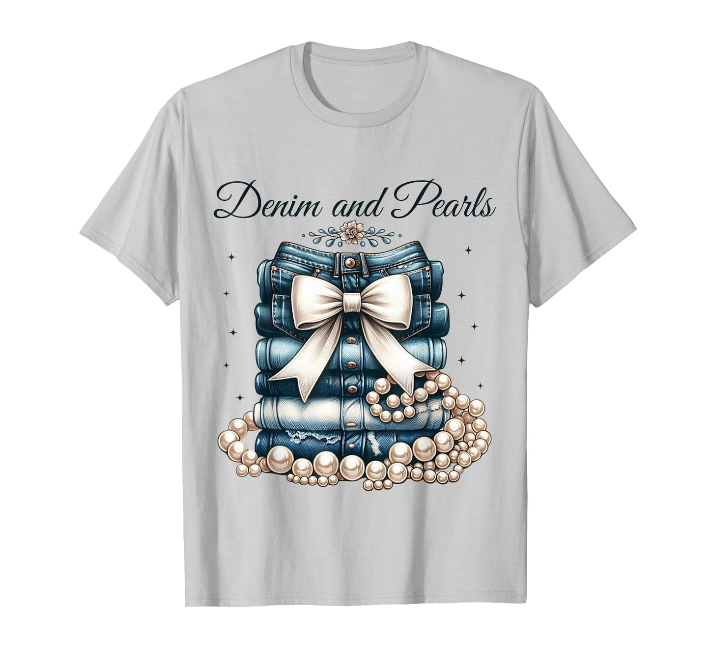 Pearls & Denim 2025 Outfit for Stylish Women T-Shirt
