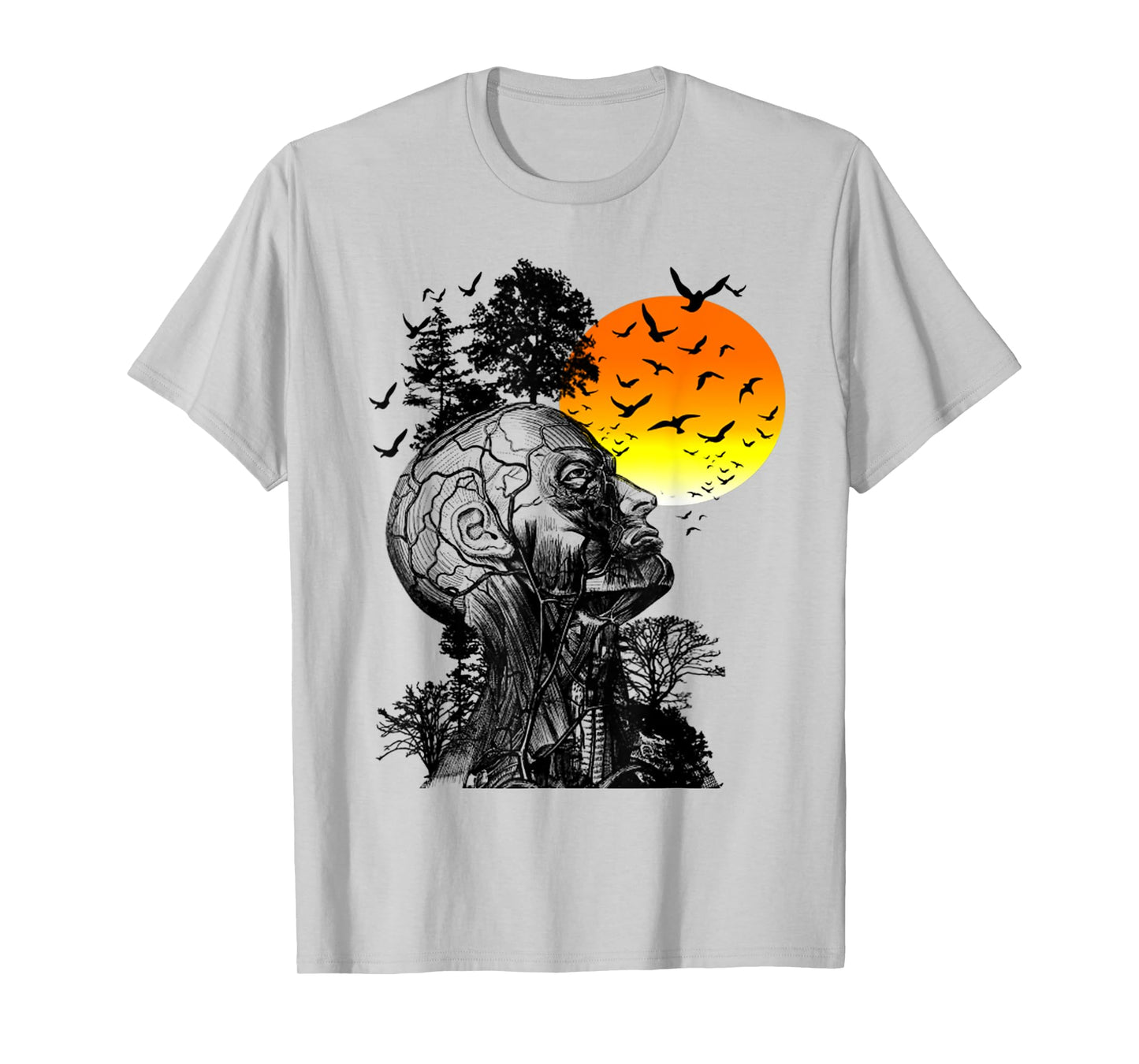 Vintage Funny Hangover Human Tree Retro Artistic Sunset T-Shirt