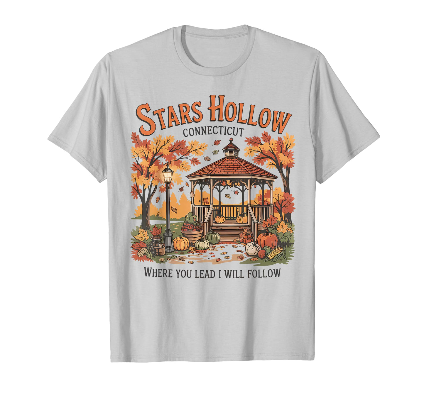 Stars Hollow Pumpkin Thanksgiving Autumn Fall Y'all Leaves T-Shirt
