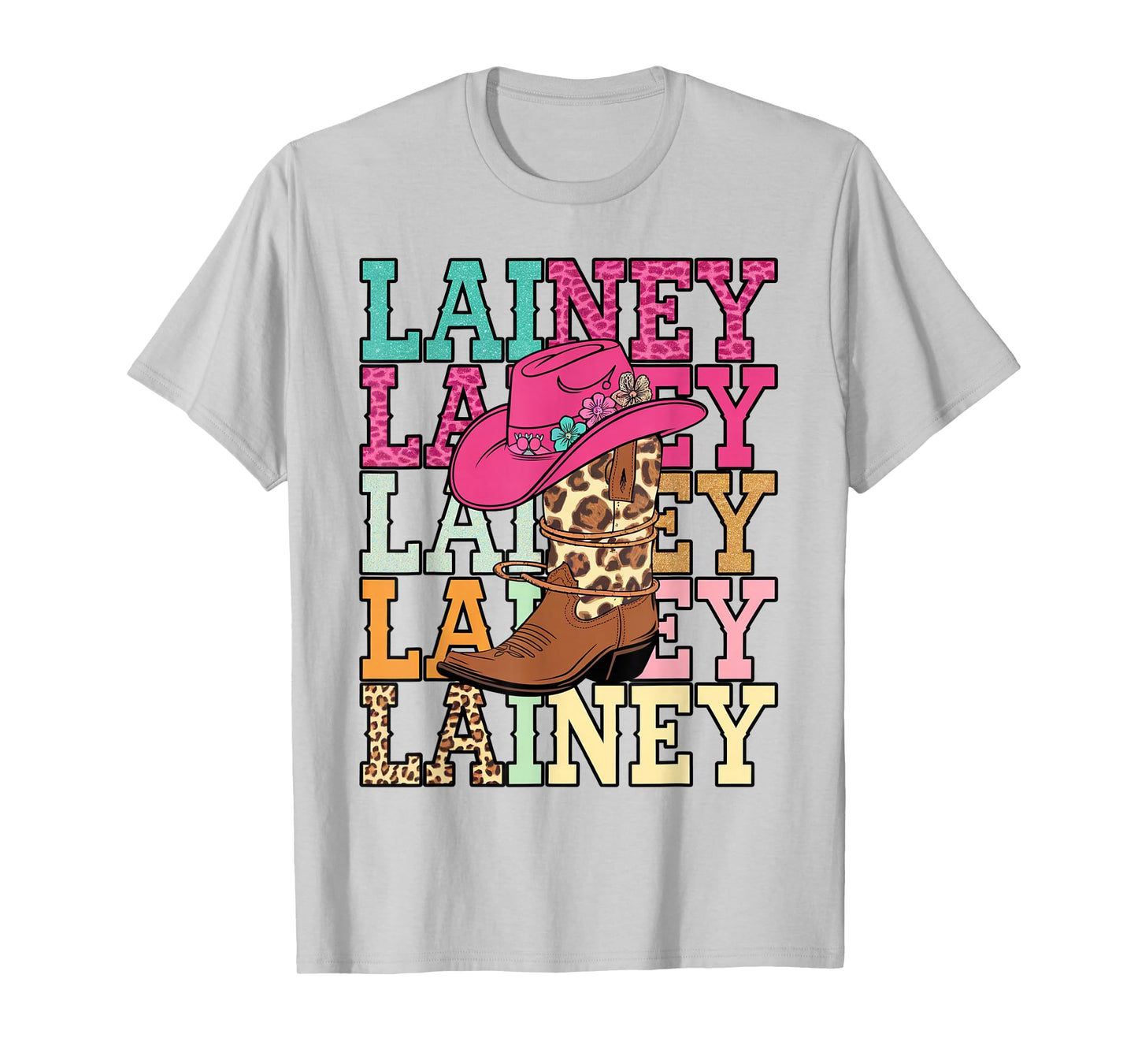 Western Cowgirl Lainey First Name Personalized Black Unisex T-Shirt