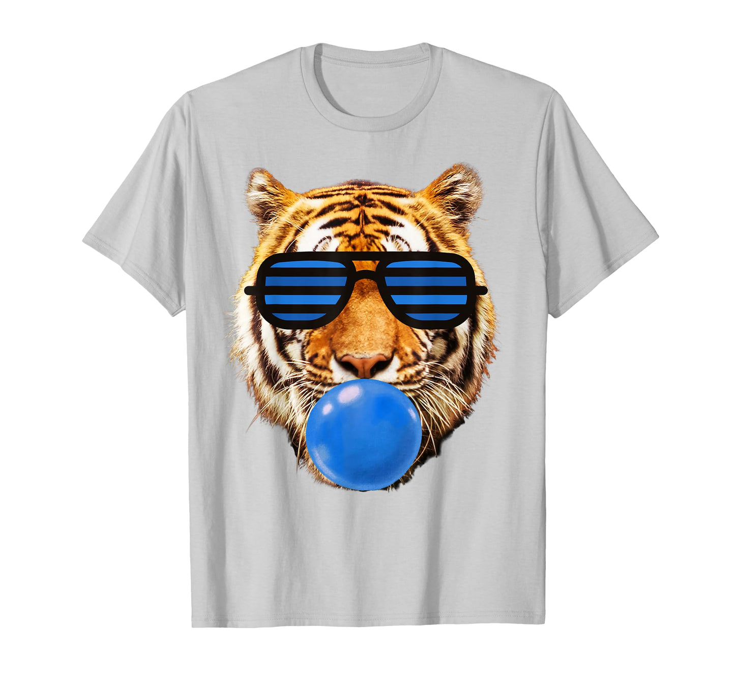 Blue Bubble Gum Tiger Face Stripe Sunglasses Tiger Head T-Shirt