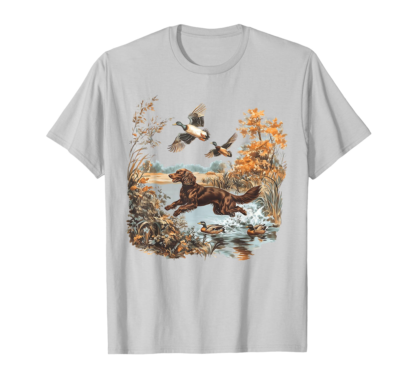Vintage Retro Boykin Spaniel Hunting Mallard Ducks Hunter T-Shirt