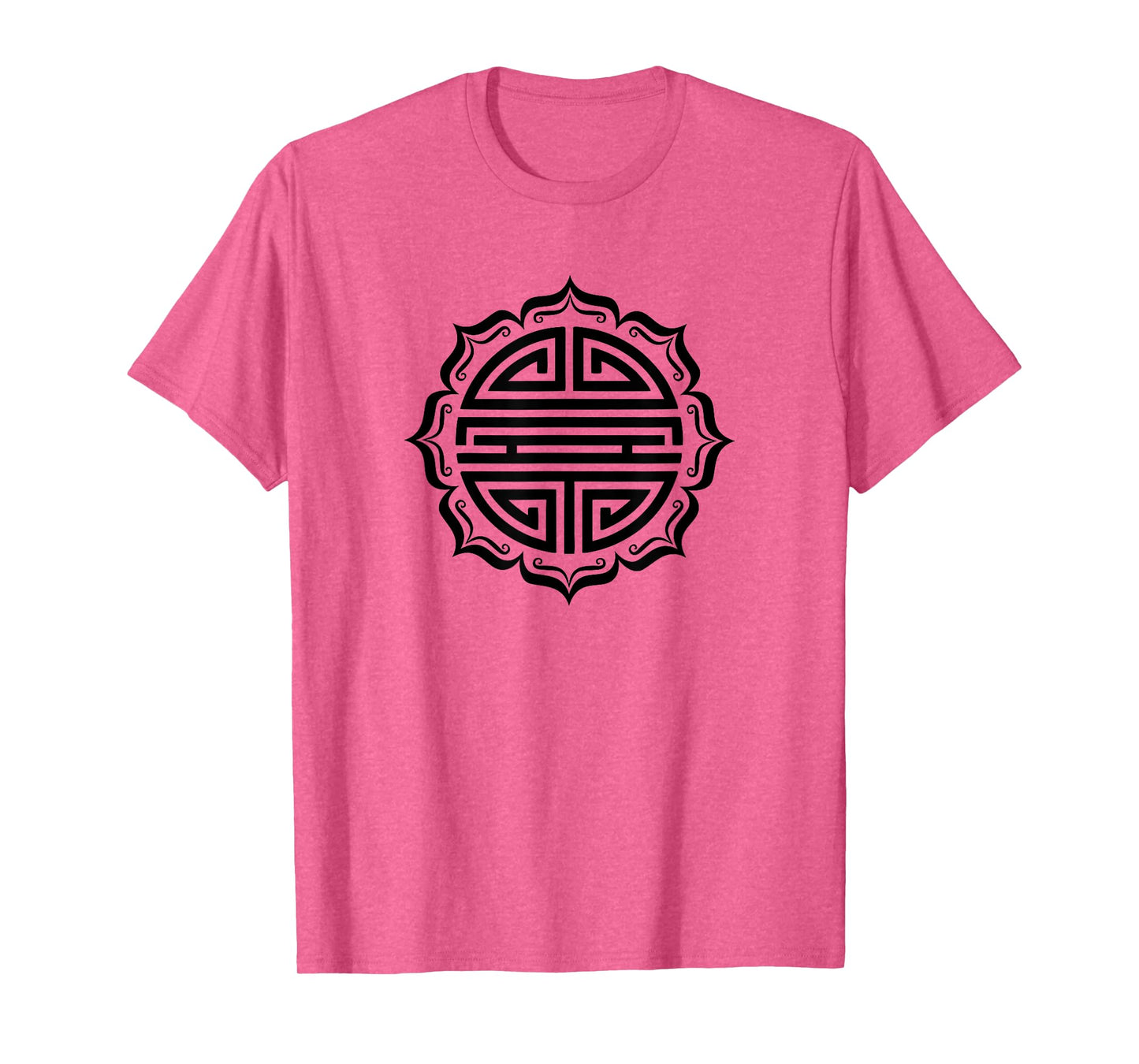 Shou lucky charm symbol Chinese long life lotus flower luck T-Shirt