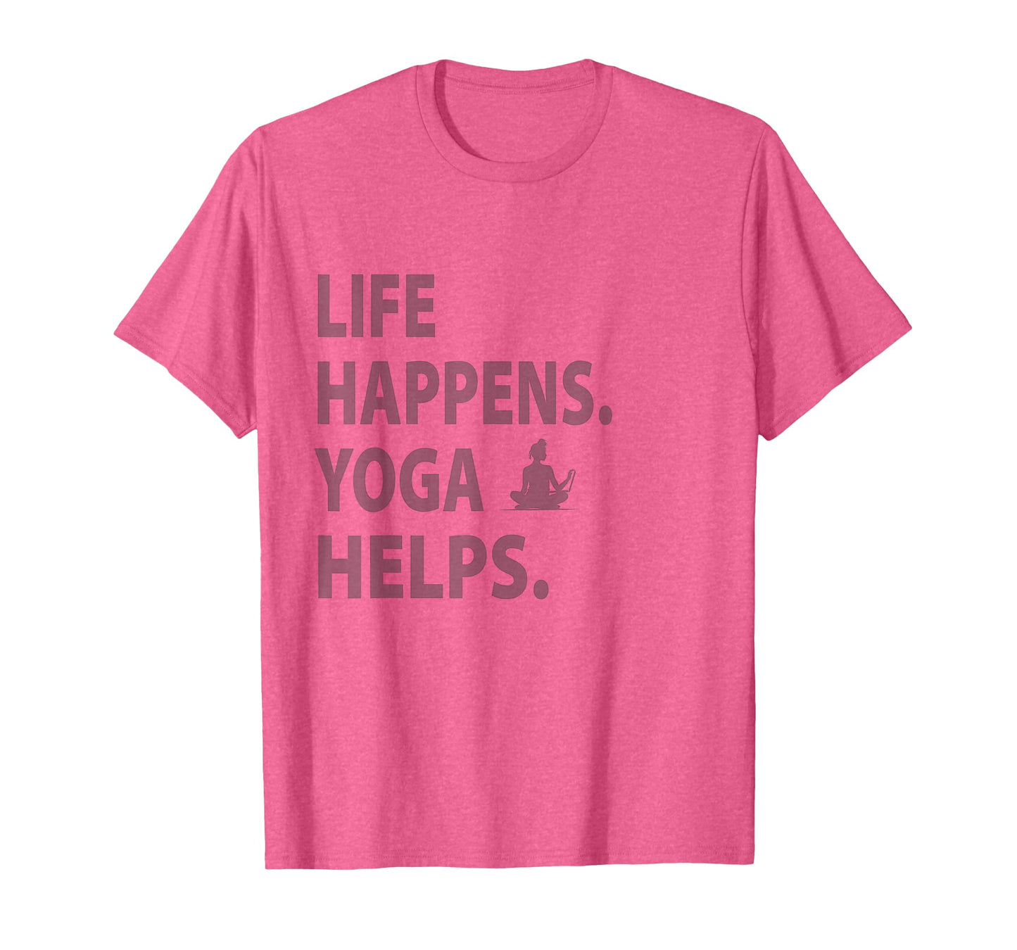 life happens yoga helps T-Shirt, Small, Grey