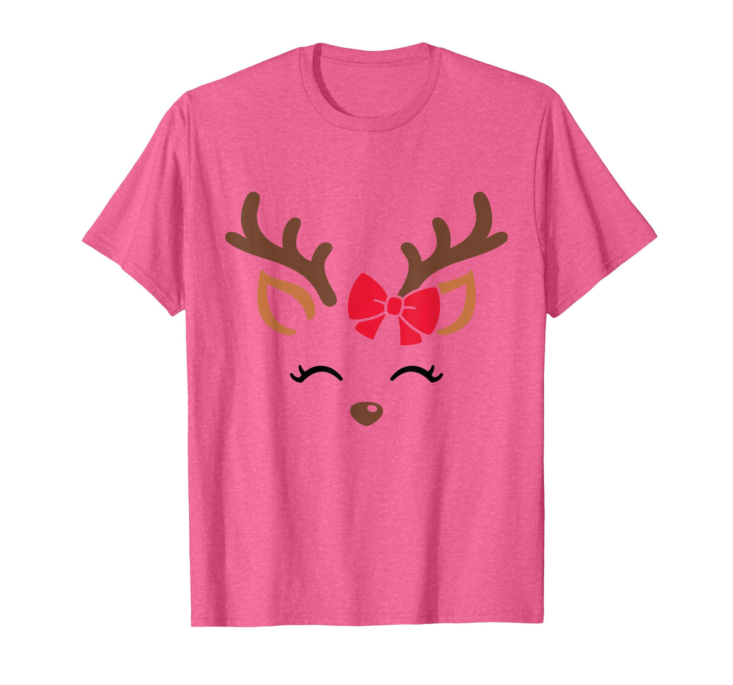 Reindeer Face Glasses Christmas Costume Xmas Pajama Girls T-Shirt