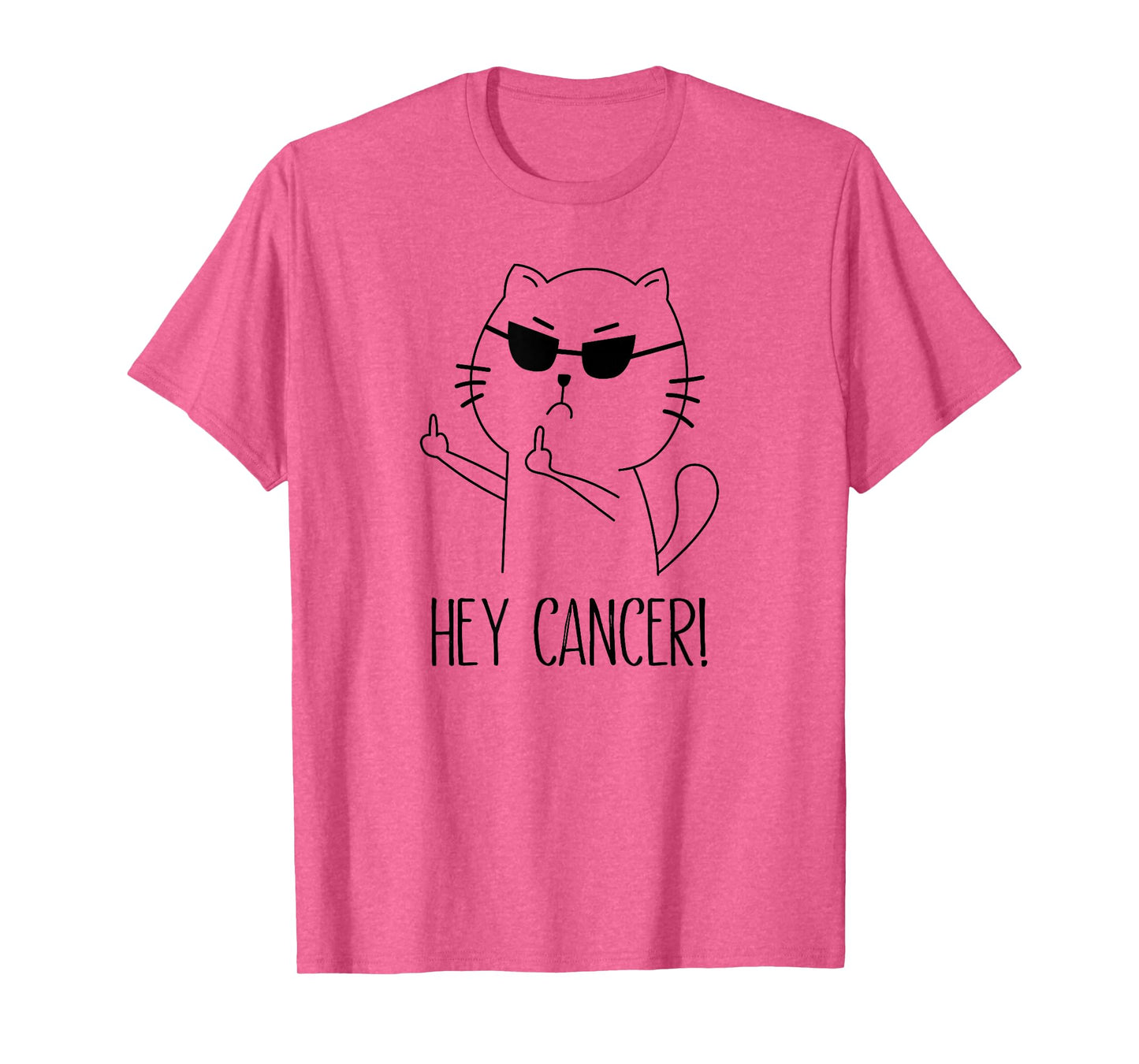 Hey Cancer F U, Funny Cat Middle Finger, F#ck Cancer T-Shirt