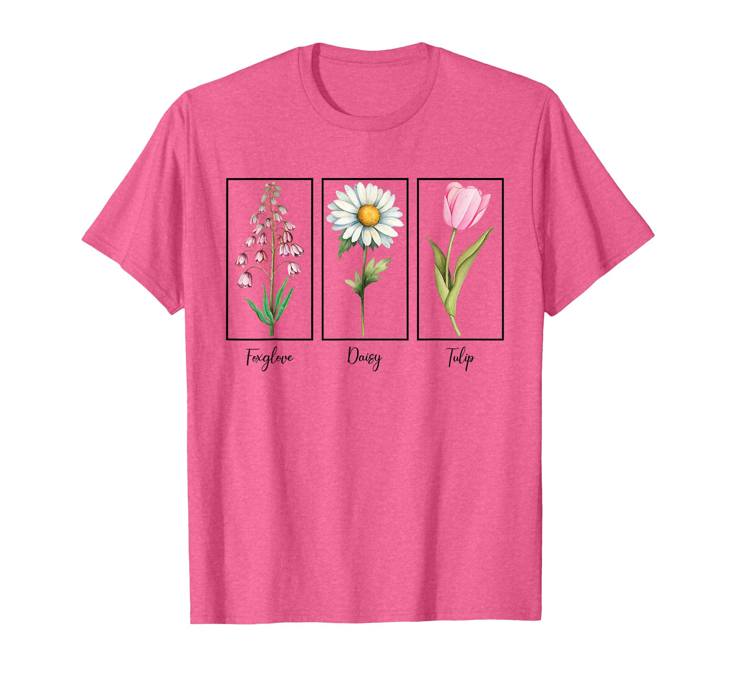 Vintage Floral Plant Foxglove Daisy Tulip Flowers Mom Women T-Shirt