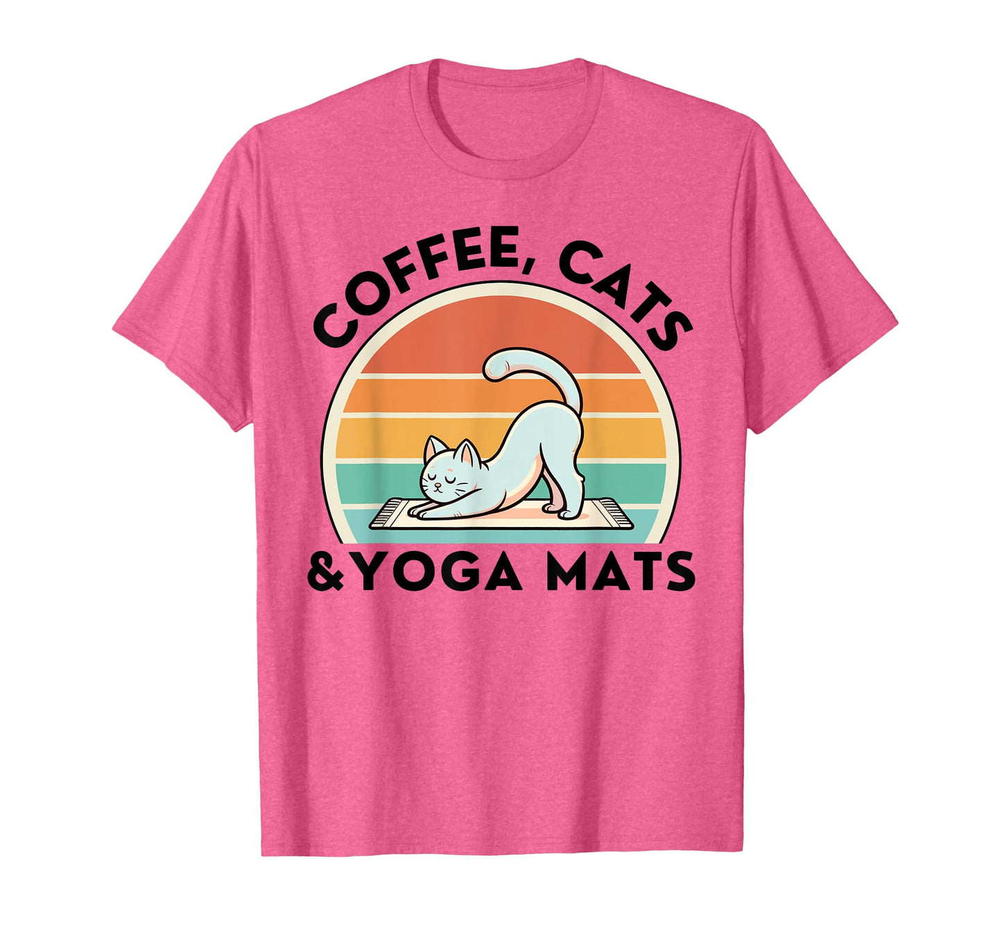 Coffee Cats And Yoga Mats Meditation Women Men T-Shirt