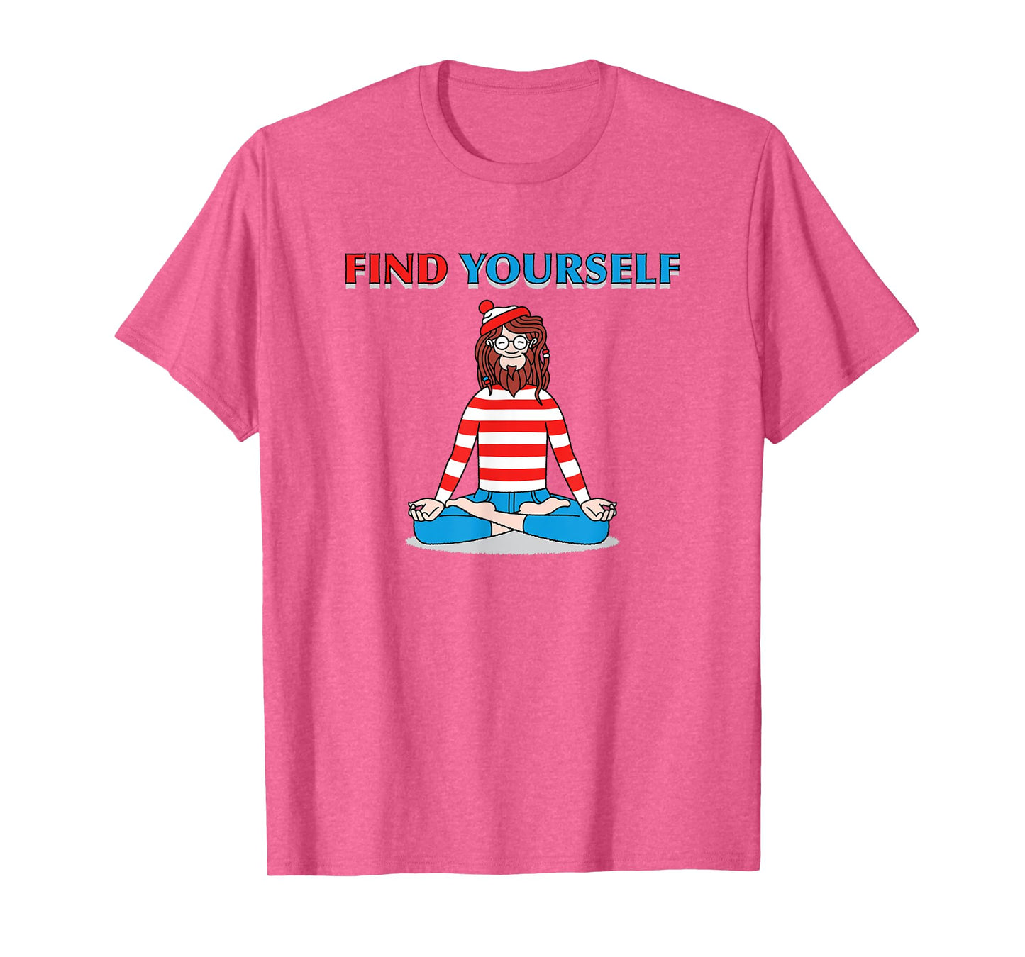 Find Yourself Yoga Pose meditation guru cartoon character T-Shirt