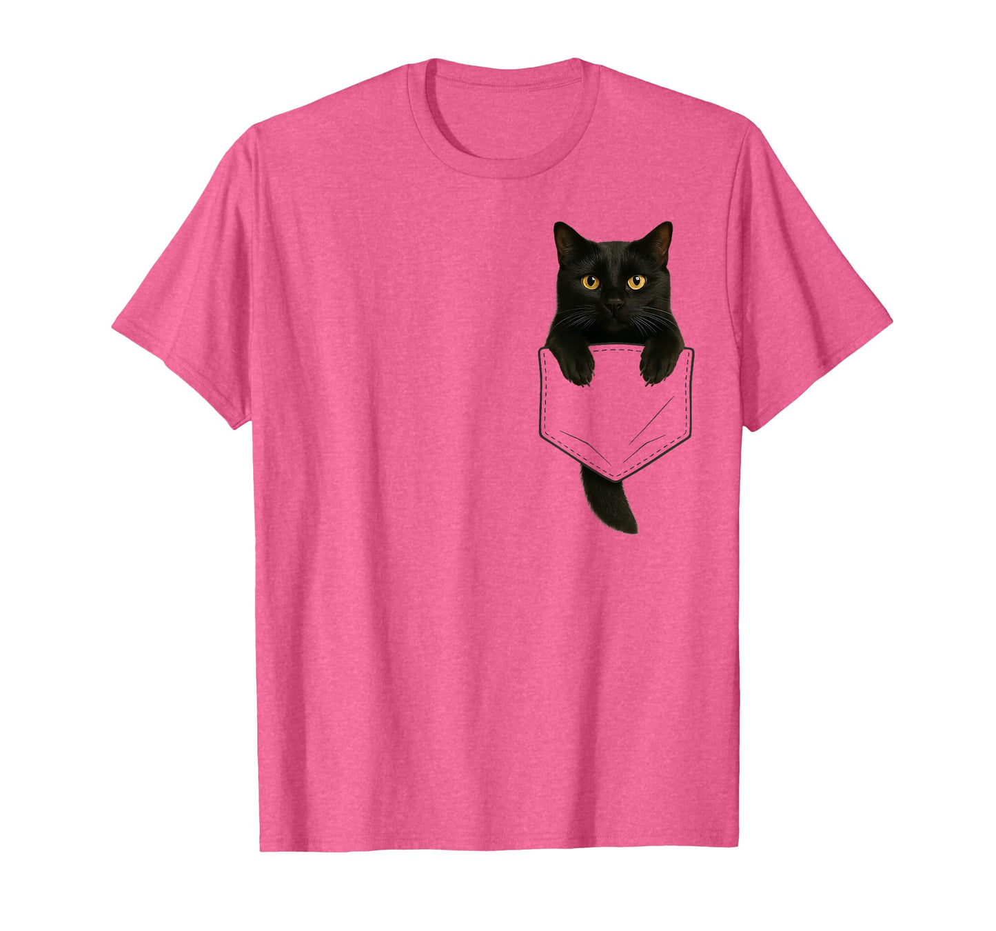 Cute Black Cat Pocket Funny Gifts Cat Mom Cat Dad Cat Lover T-Shirt