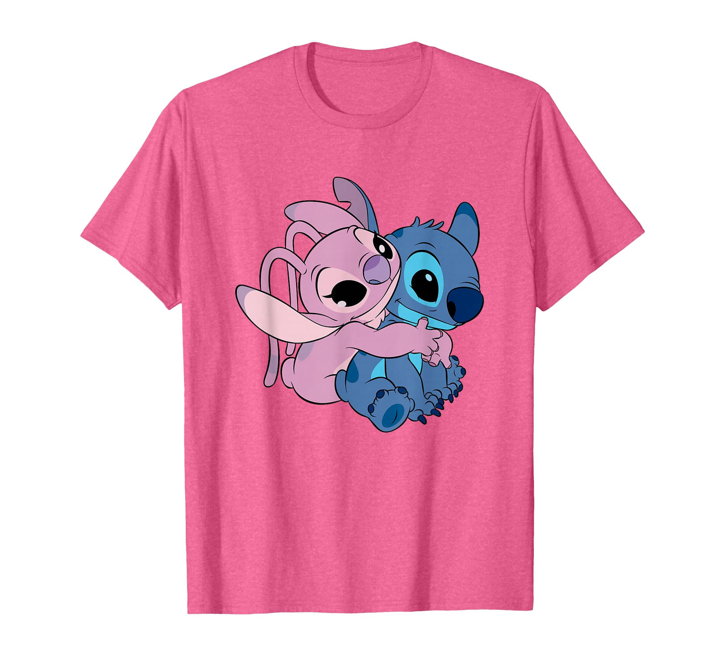 Disney Lilo & Stitch Cute Angel & Stitch Hugging Chest Logo T-Shirt