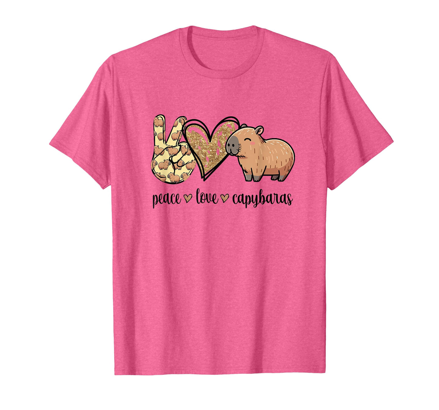 Kawaii Kids Peace Love Meme Lover Capybara T-Shirt