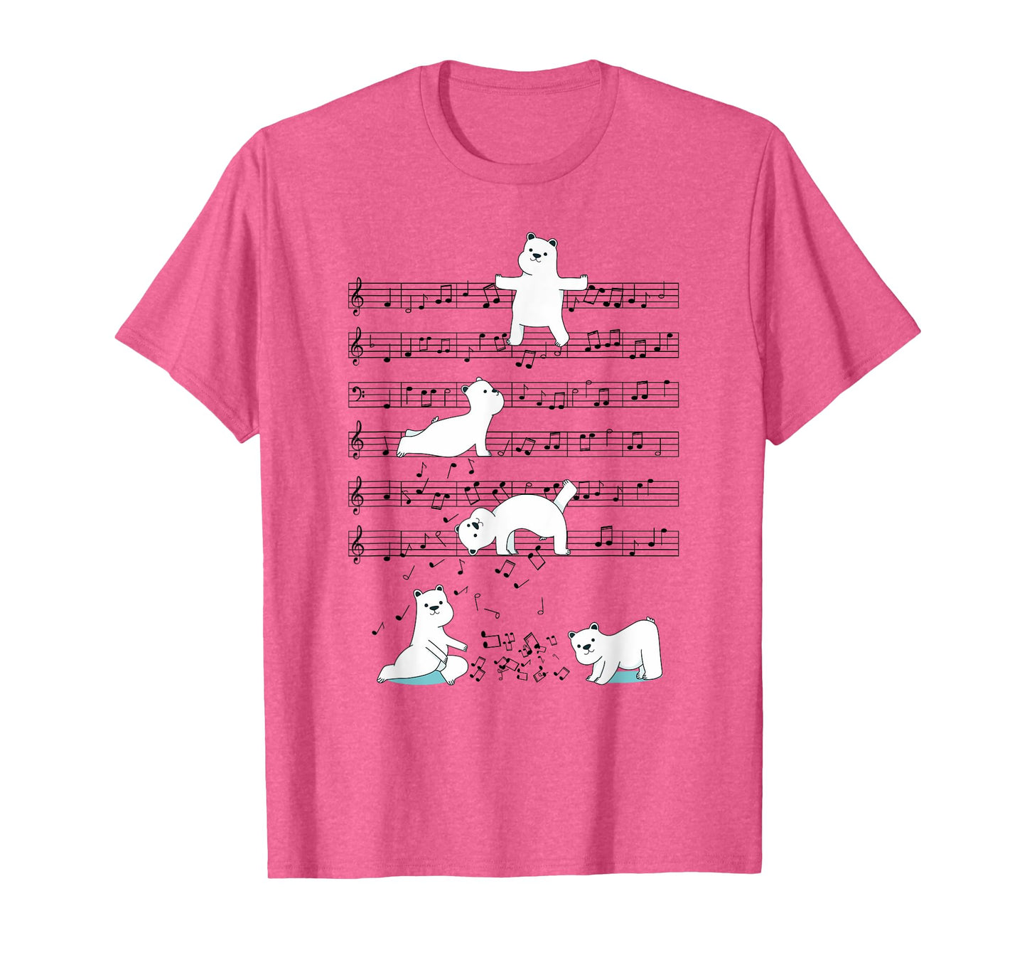 Funny Polar Bear music yoga Playing Music Note T-Shirt