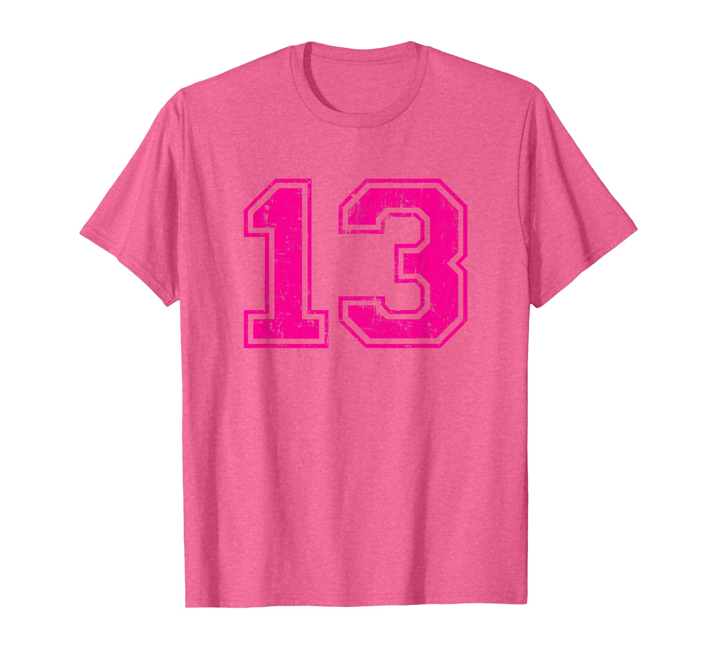 Number 13 Varsity Distressed Vintage Sport Team Player's T-Shirt