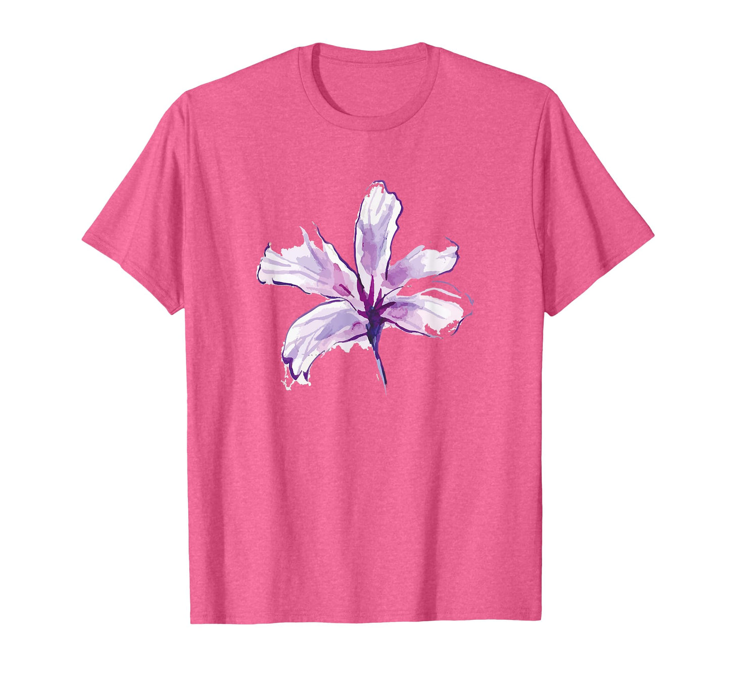 Purple White Watercolor Flower Art Paint Graphic Design Gift T-Shirt