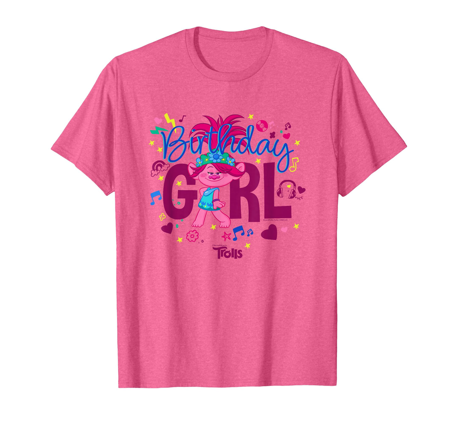 Trolls Cute Sassy Poppy Birthday Girl Big Chest Logo T-Shirt