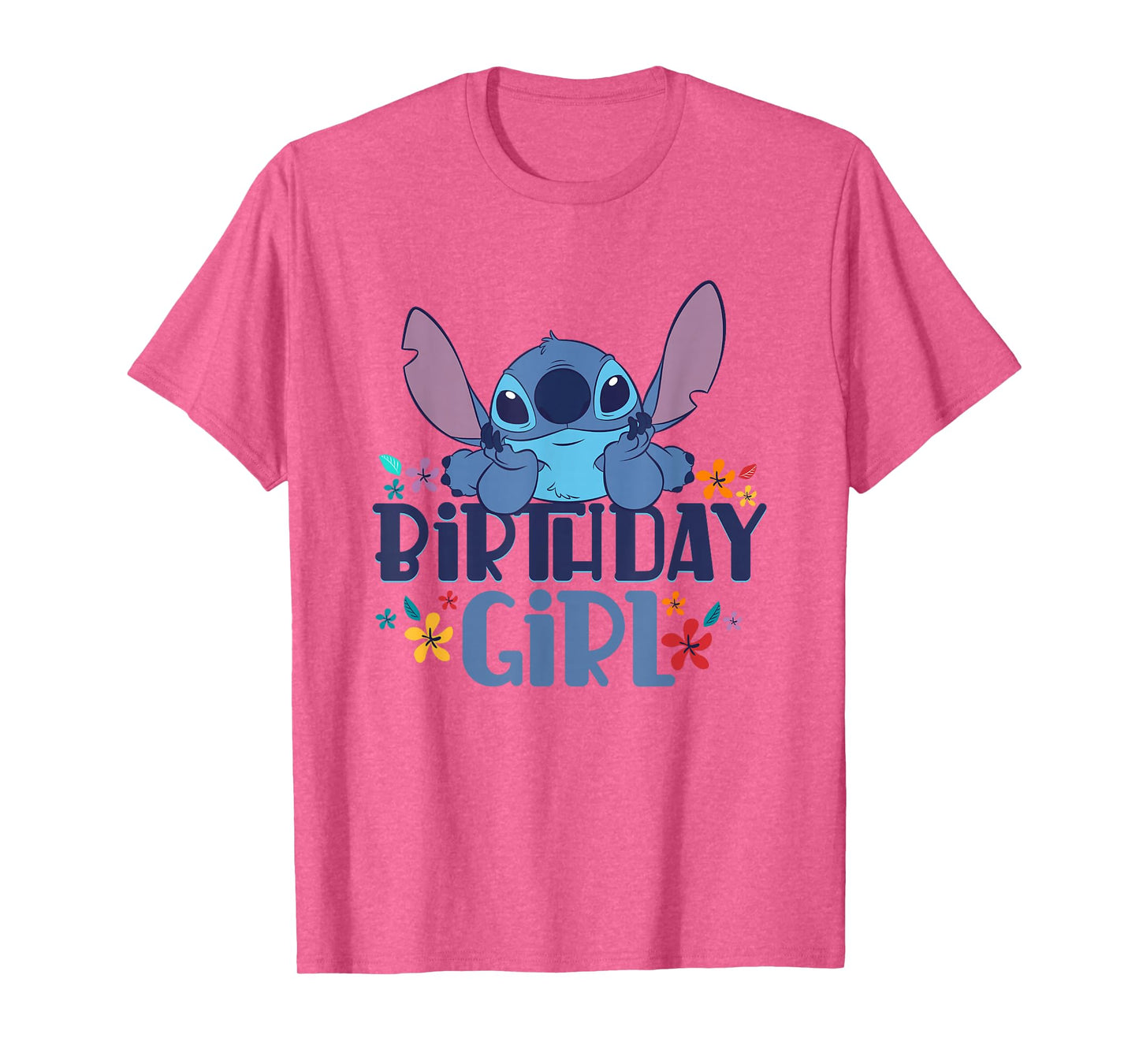 Disney Lilo & Stitch Birthday Girl Happy Stitch Floral Logo T-Shirt