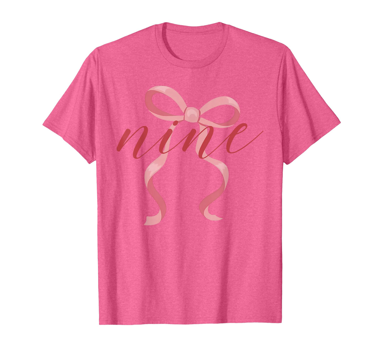 Pink Girl Coquette Bow 9 Year Old 9th Birthday Party T-Shirt