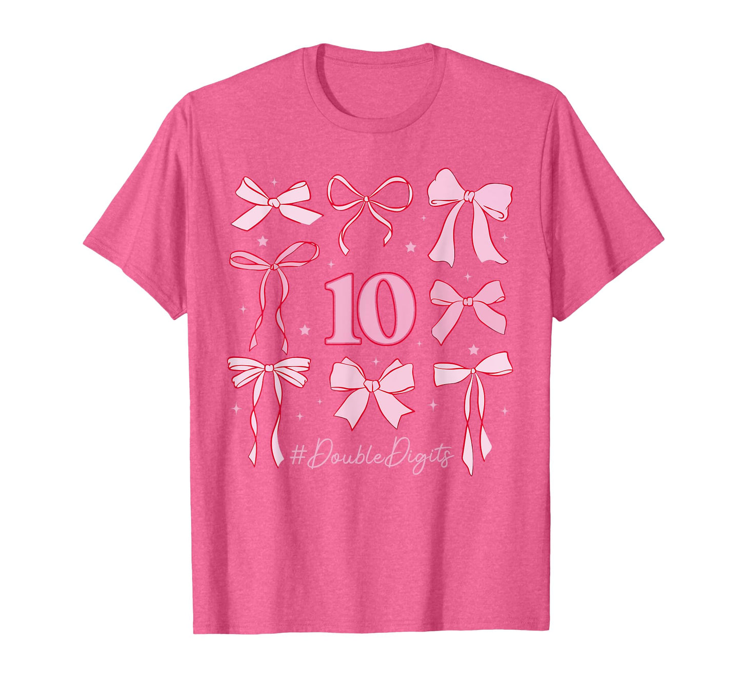 Cute Double Digits Birthday Girl 10th Birthday Coquette Bow T-Shirt