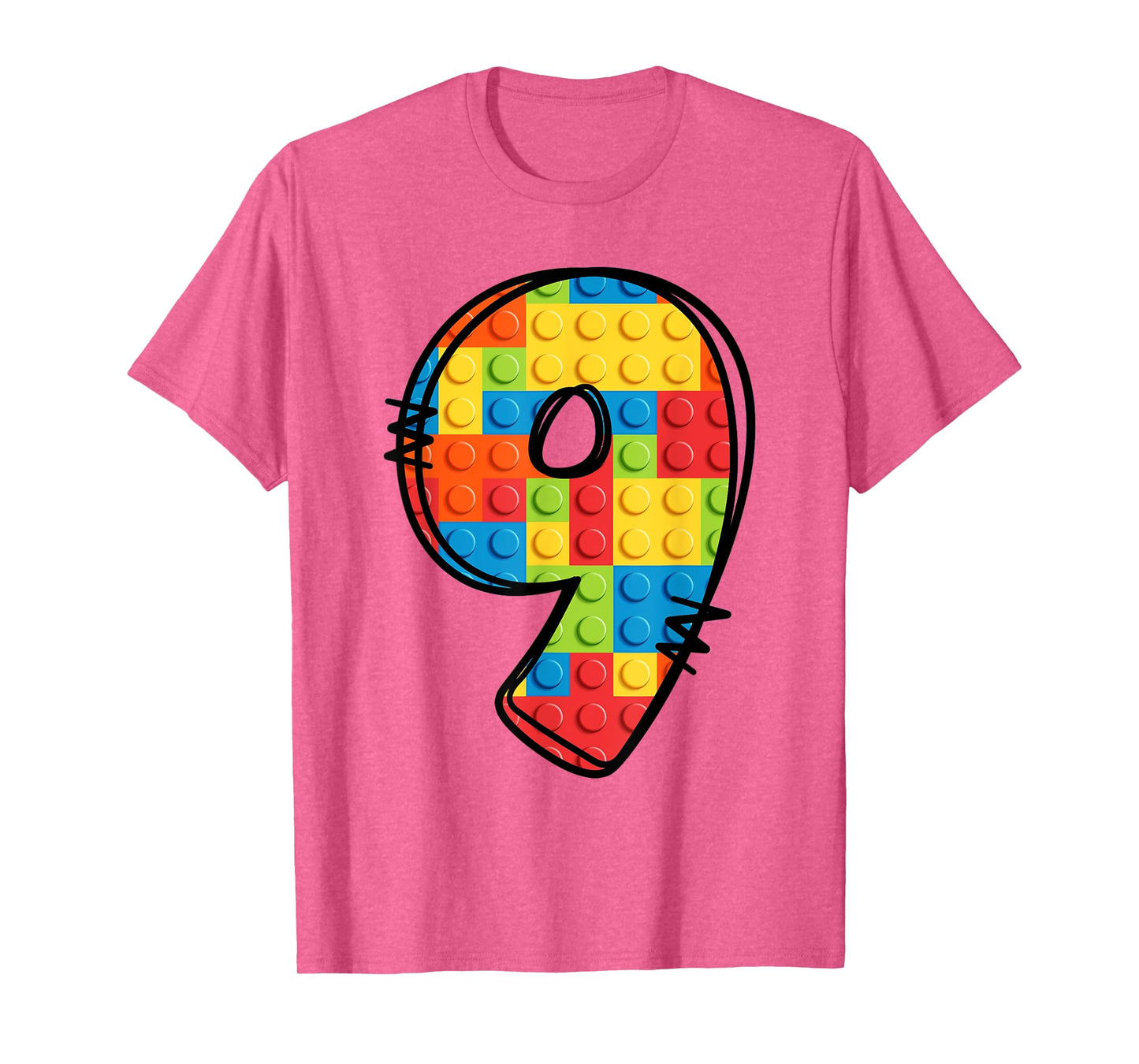 9 Year Old Blocks Building Master Builder 9th Birthday T-Shirt
