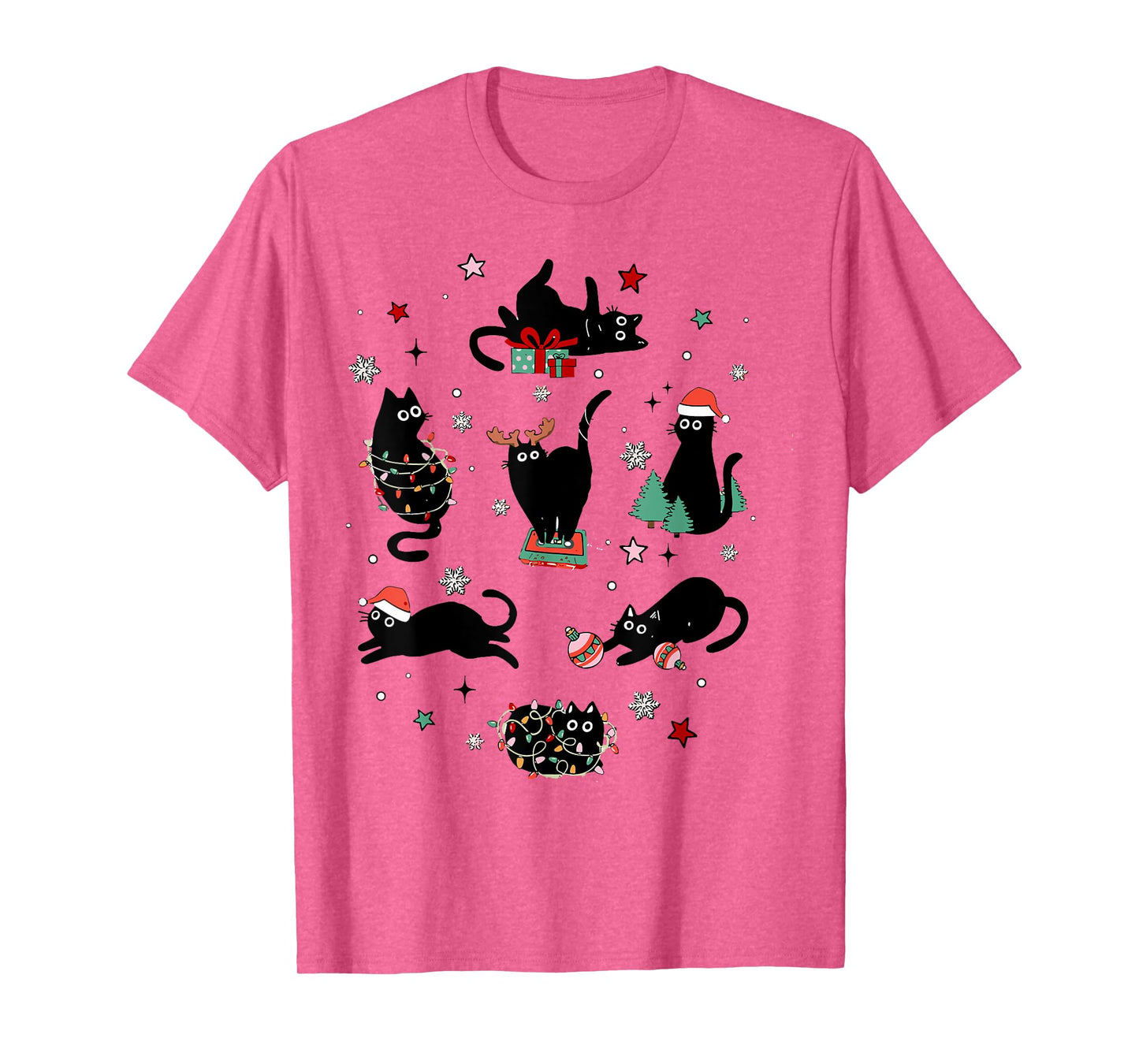 Santa Cat Light Gorgeous Reindeer Pajama Christmas Cat Lover T-Shirt