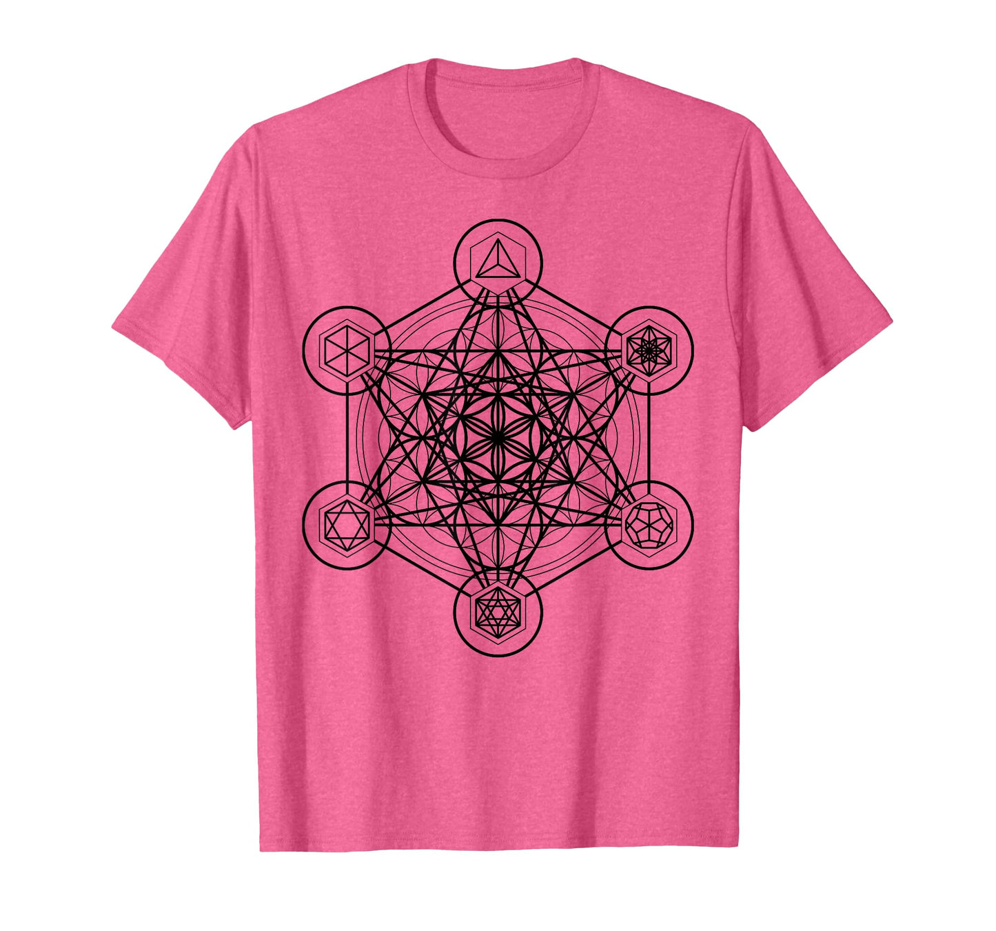 Metatron's Cube Sacred Geometry Platonic Solids Black Lines T-Shirt