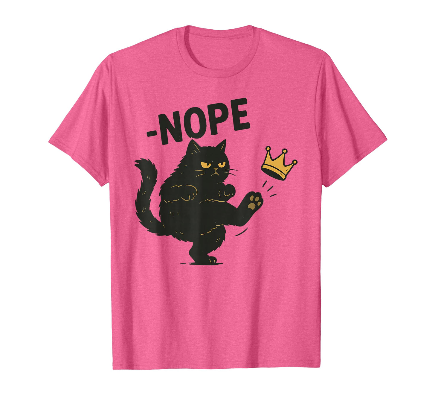 No Kings In America Black Cat Funny Cat Kicking Crown T-Shirt