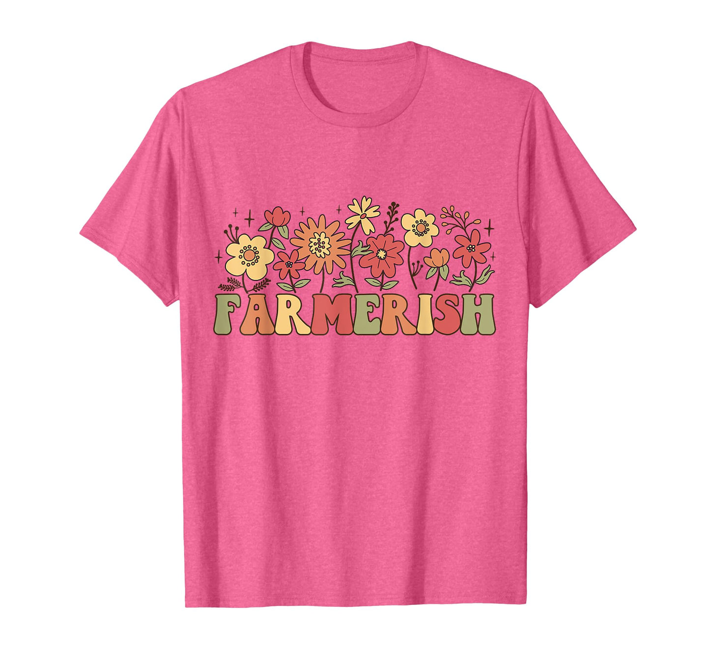 Farmerish Groovy Retro Floral Farmer Wife Daughter T-Shirt
