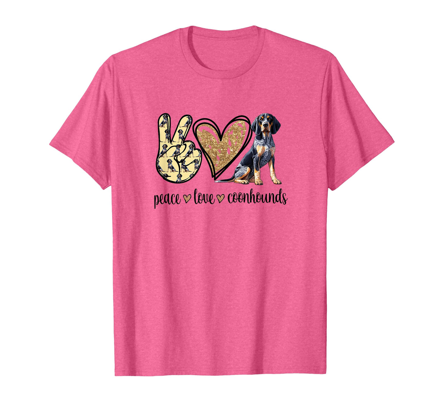 Cute Funny Peace Love Bluetick Coonhound Lover T-Shirt