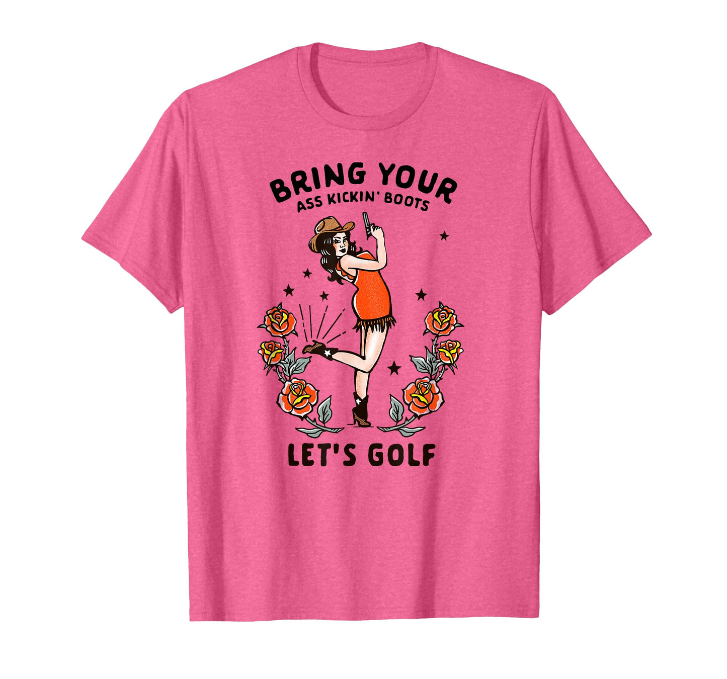 Women's Golf Graphic Tee Retro Cowgirl Pinup Golfing Gifts T-Shirt