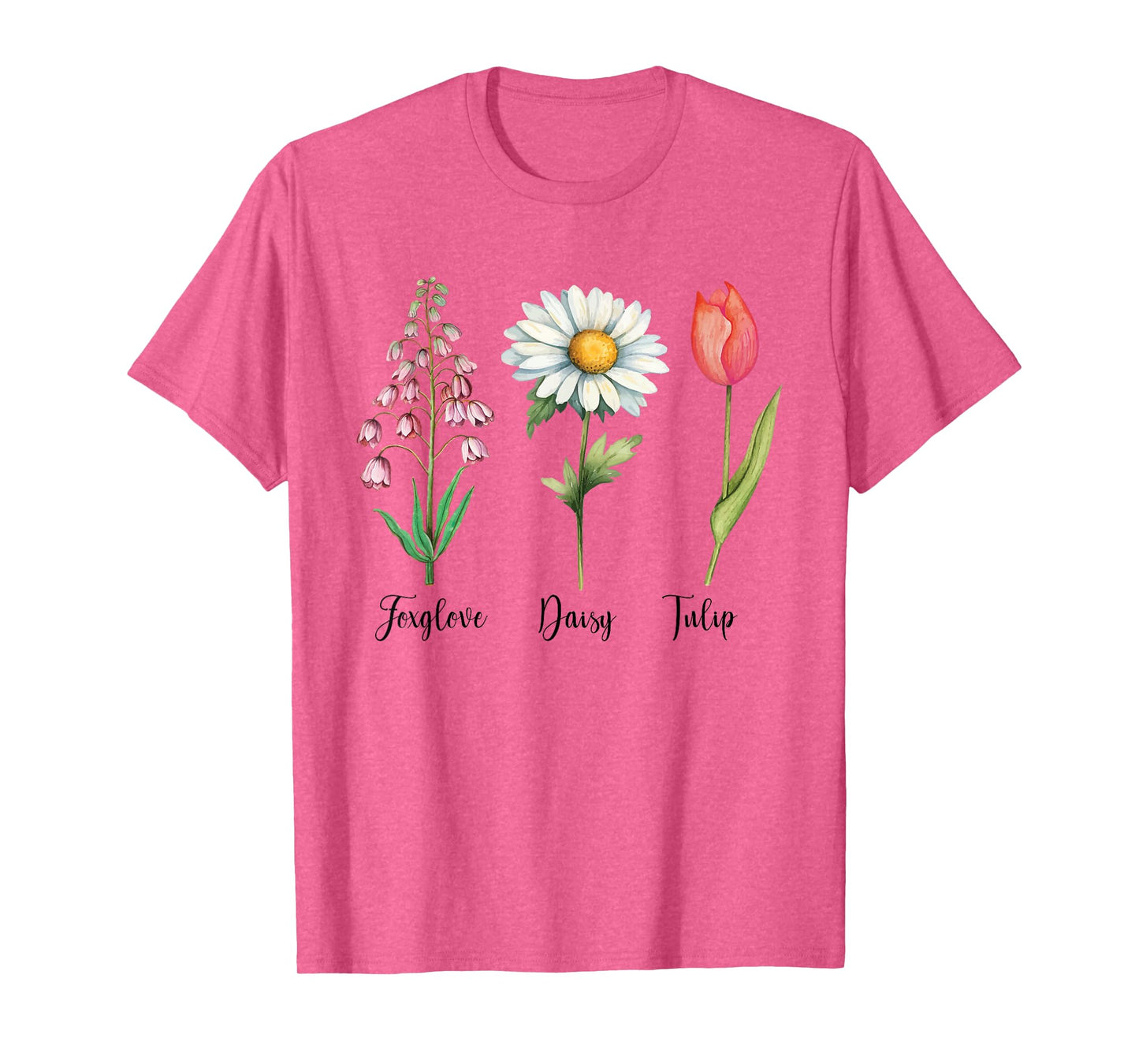 Vintage Floral Plant Foxglove Daisy Tulip Flowers Mom Women T-Shirt