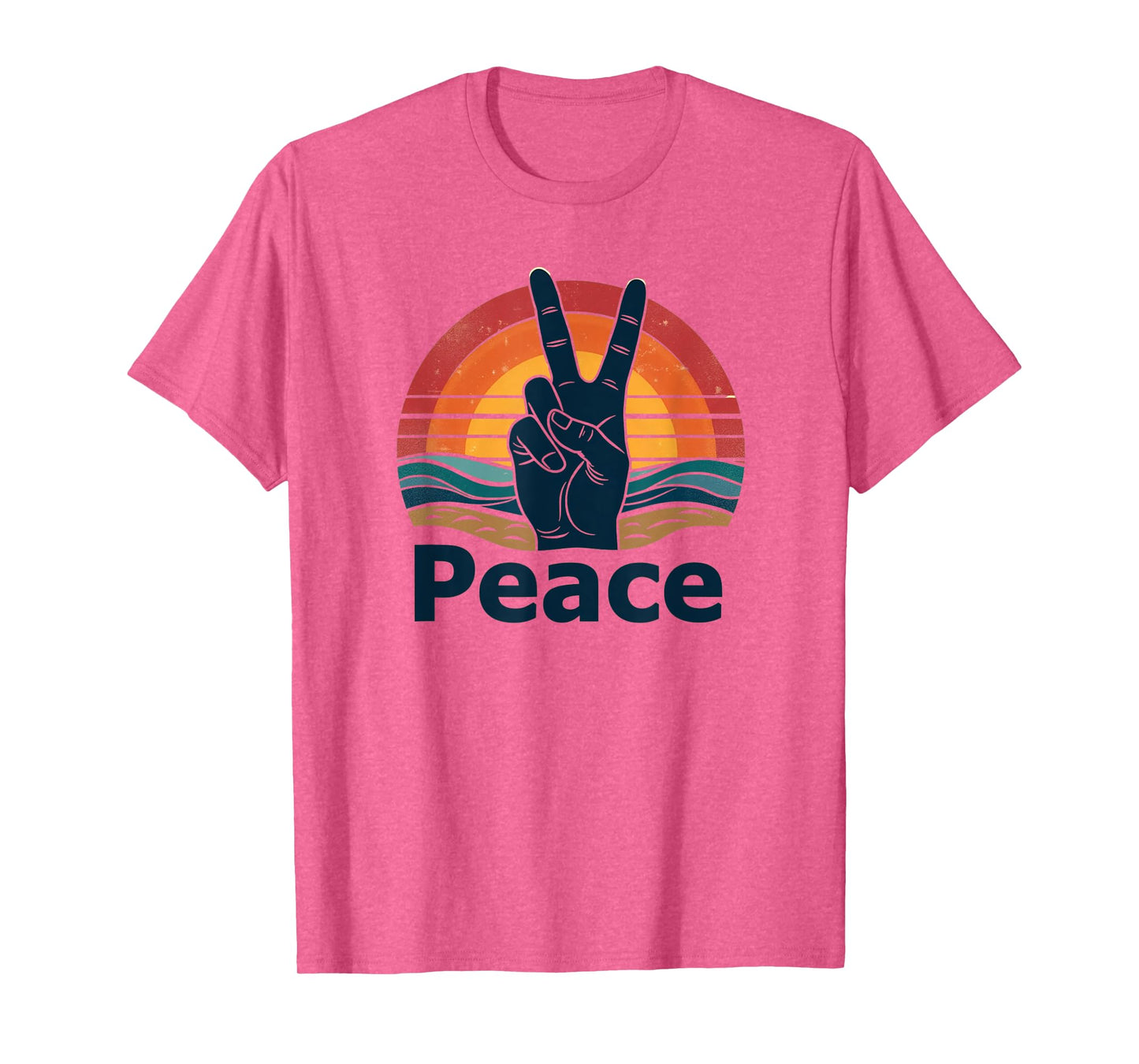 Retro Peace Sign Vintage 70s Hippie Sunrise Bohemian Peace T-Shirt