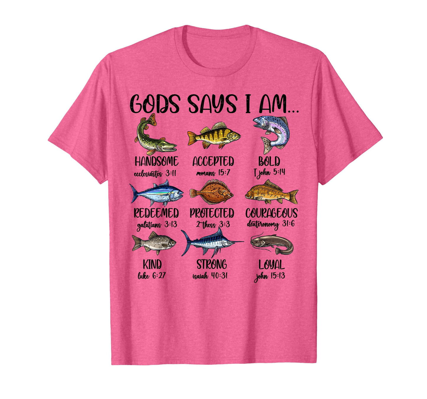 Boys God Says I Am Bass Fishing Christian Boy Fishing Jesus T-Shirt