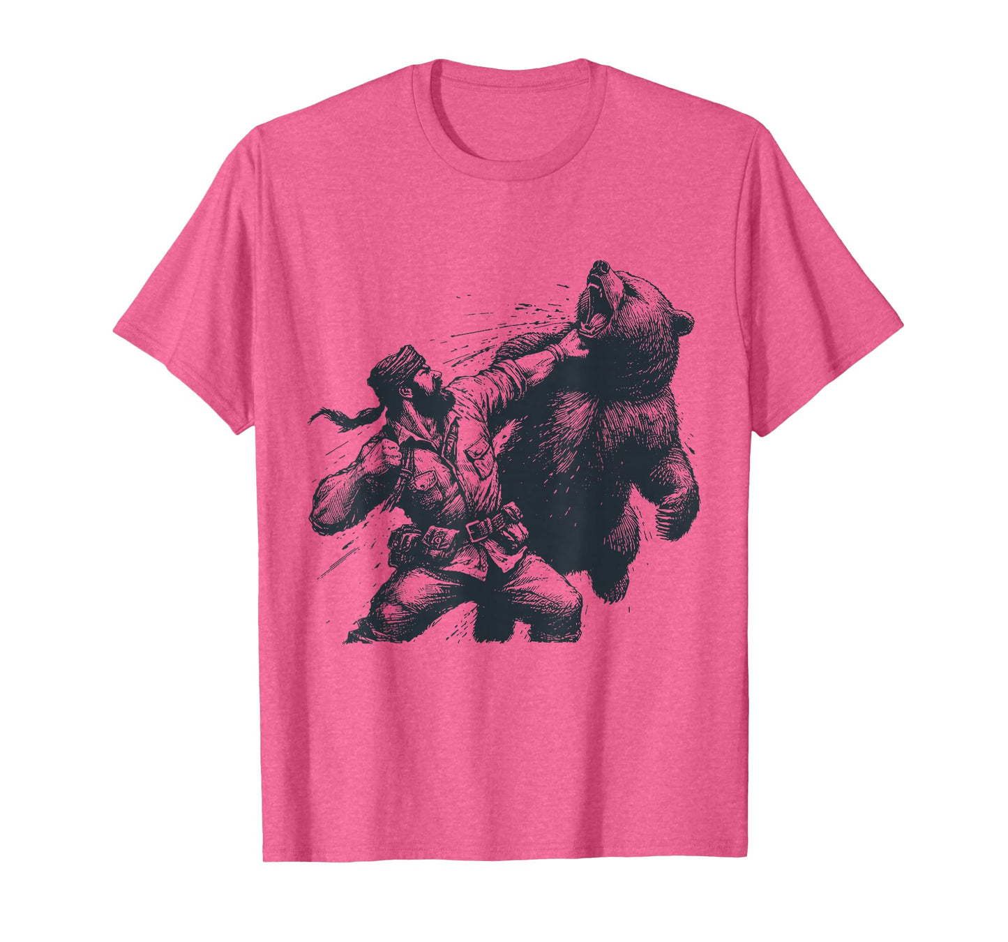 Bear Funny Man Punching Bear Retro Vintage Hunting Camping T-Shirt