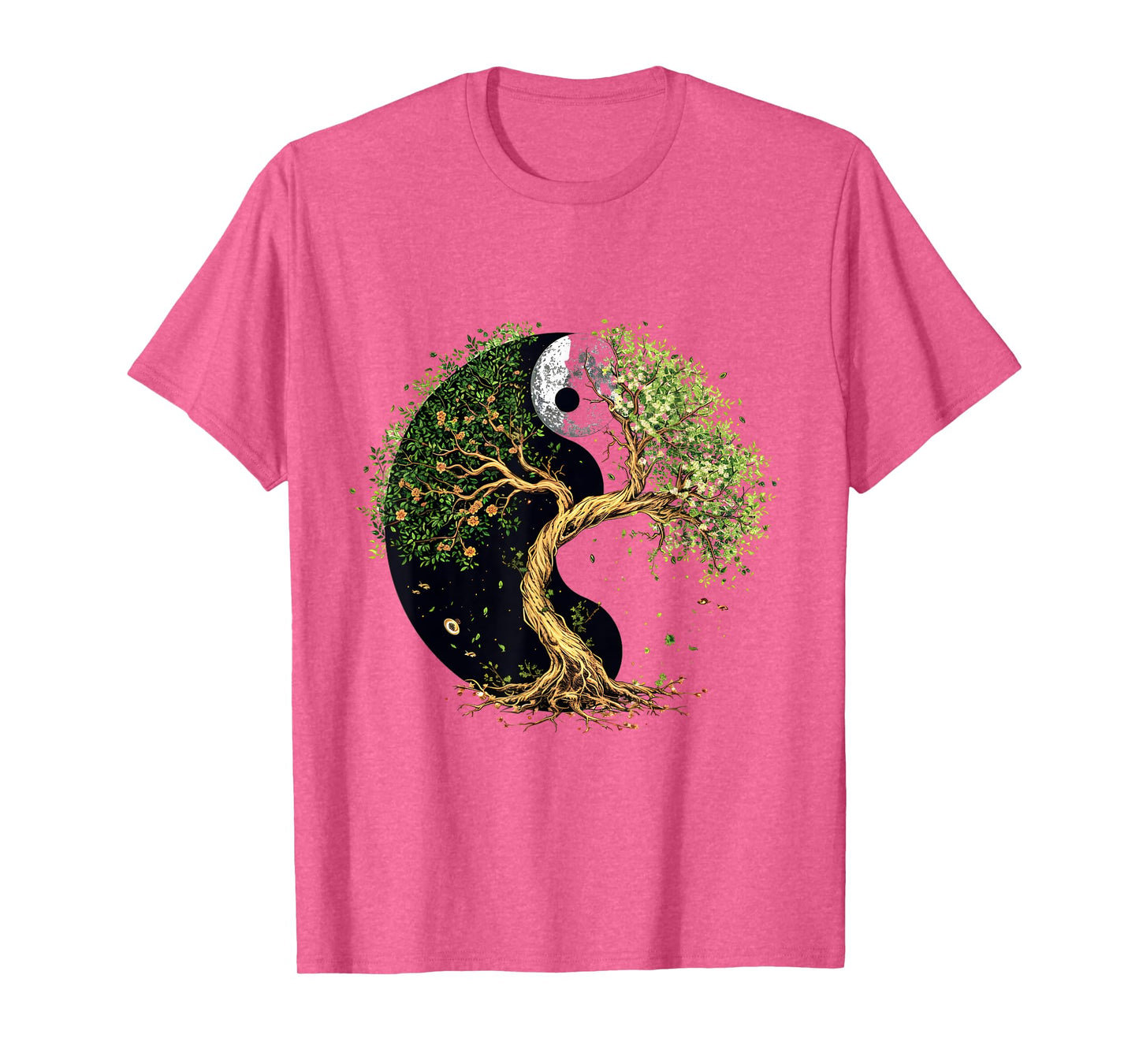 SoulVibes Creations Tree of Balance Yin and Yang T-Shirt, Small, White