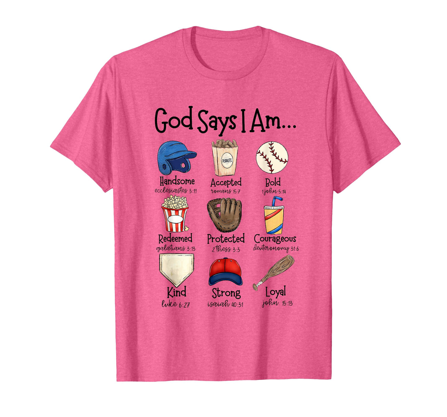 God Says I Am Baseball Christian Jesus Bible Verse Religious T-Shirt