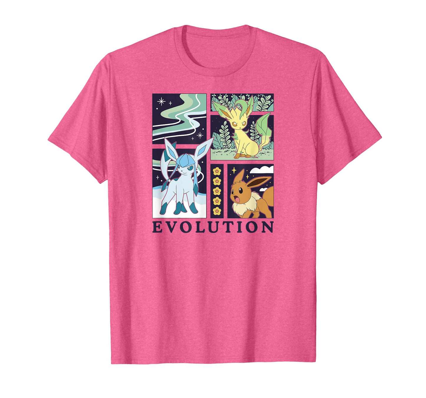 Pokémon - Eevee Glaceon Leafeon Evolution Ice Grass Normal T-Shirt