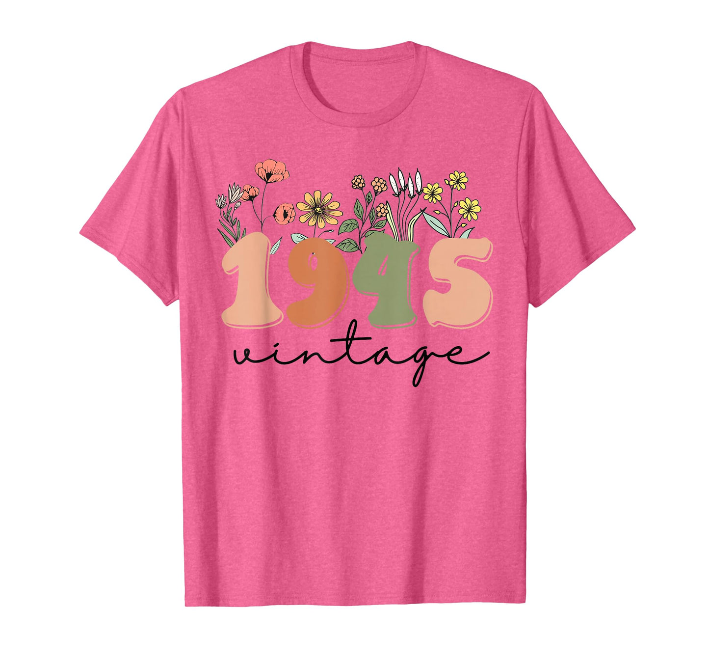 80 Years Old Vintage 1945 80th Birthday Tee Wildflower Women T-Shirt