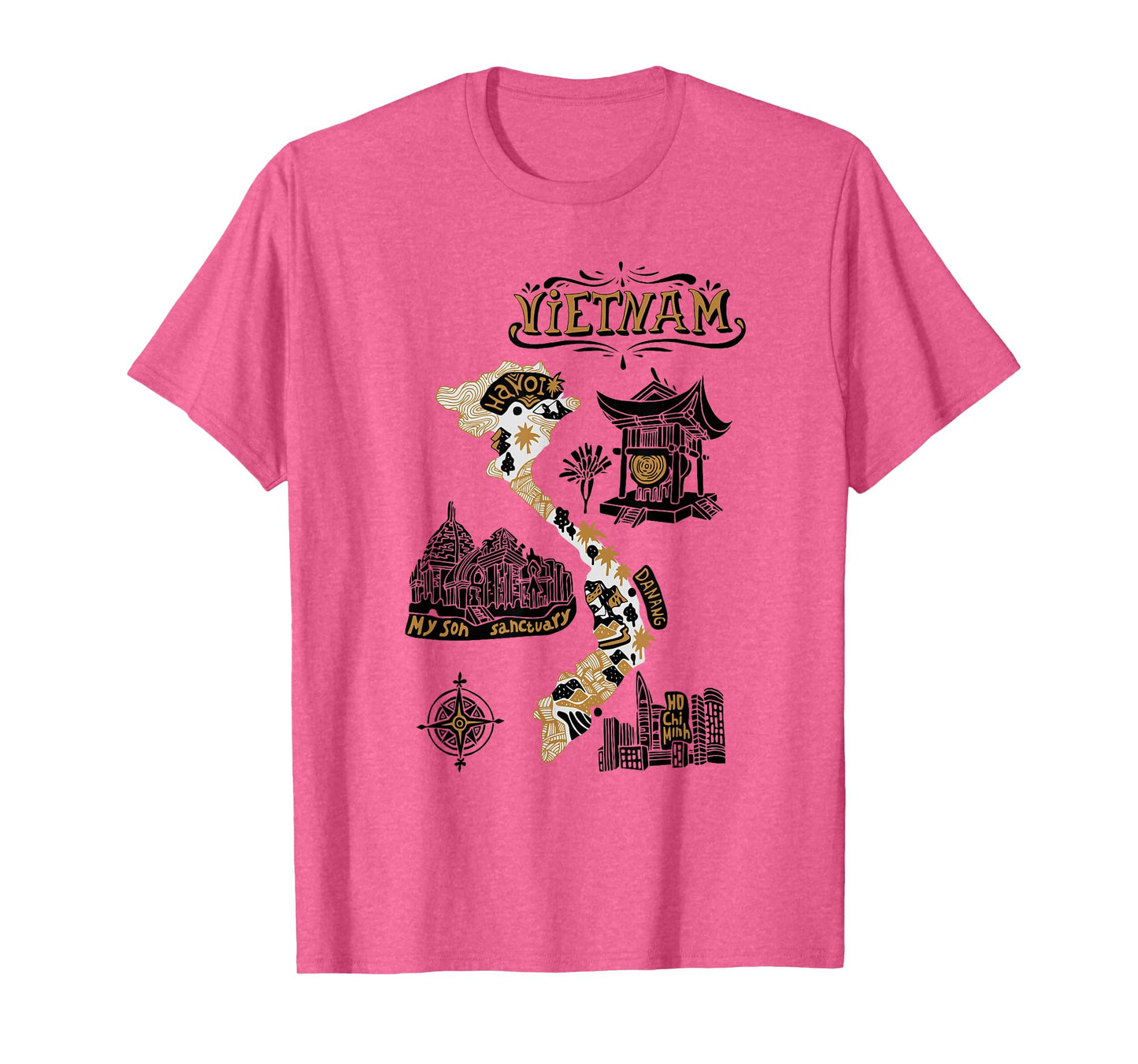 Travel Asia Vietnam Map Hanoi Ho Chi Minh Vacation Souvenir T-Shirt