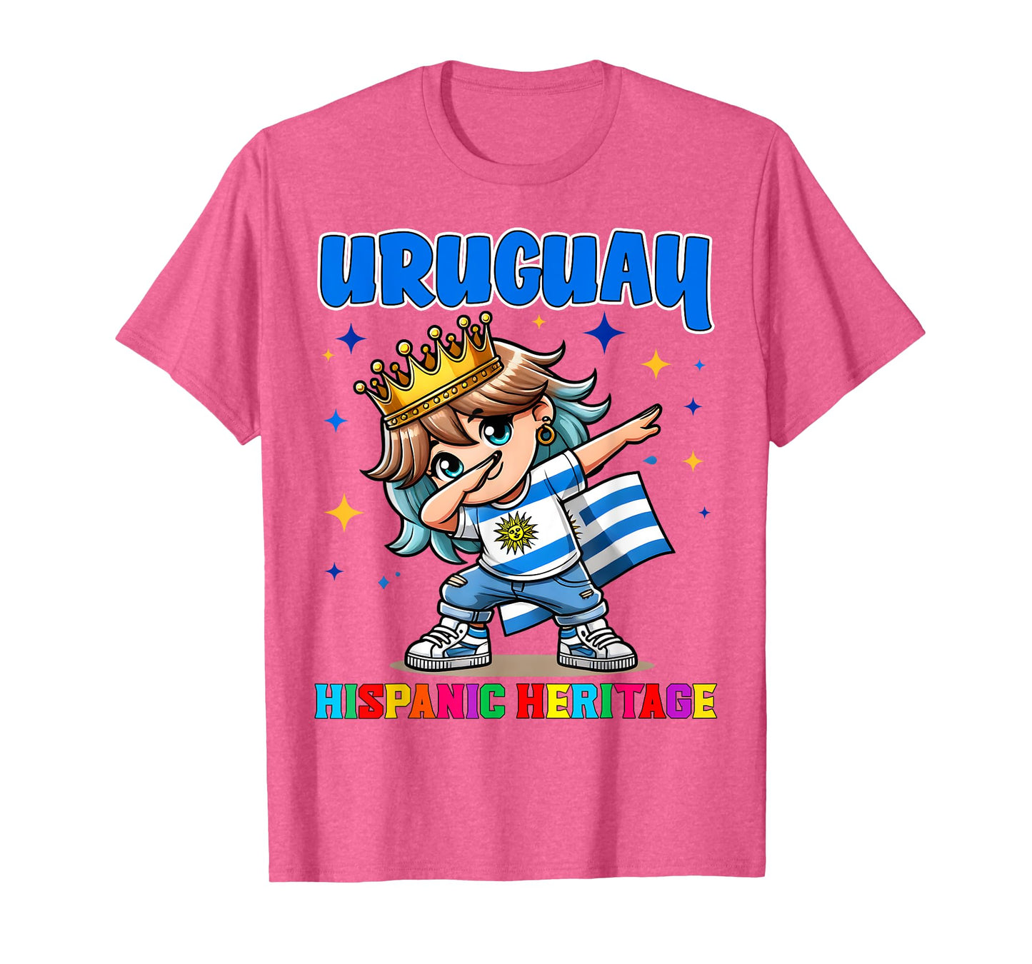 Uruguay Dabbing Girl Hispanic Heritage Celebration for Kids T-Shirt
