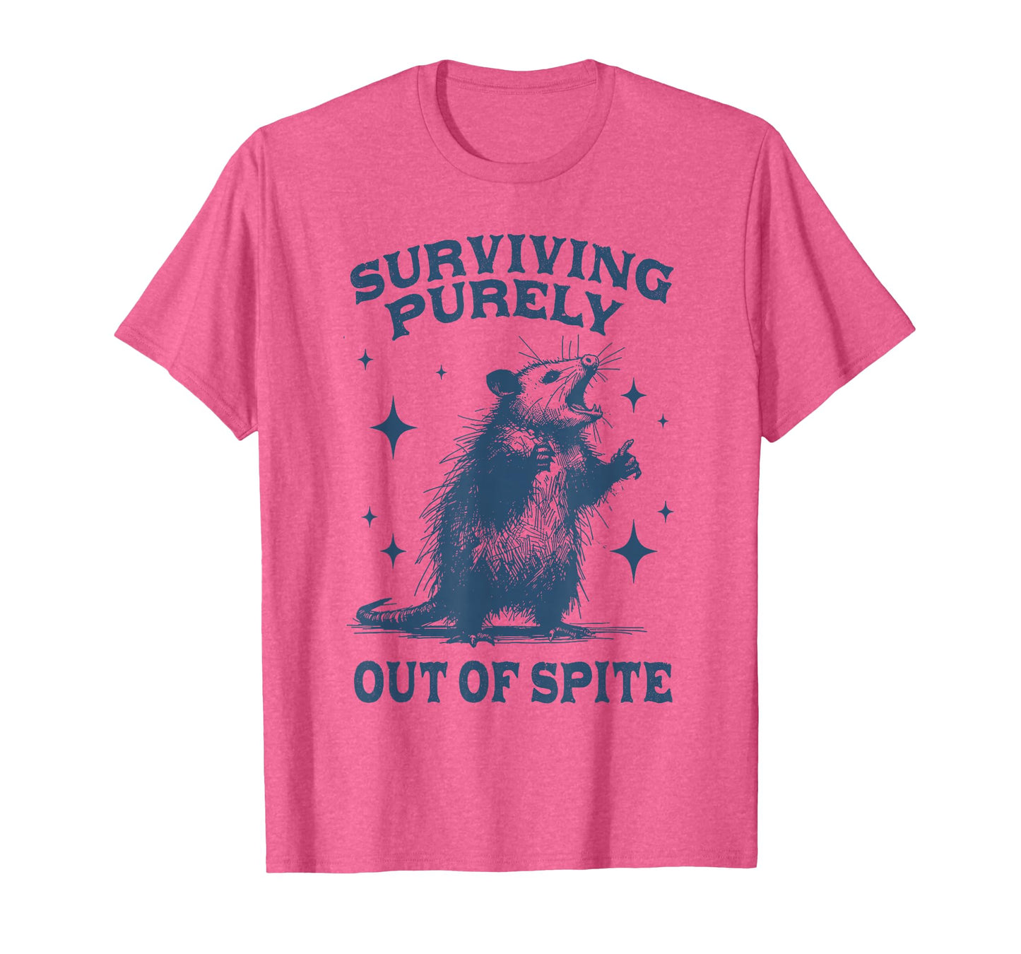 Surviving Purely Out of Spite Womens Retro Opossum Meme T-Shirt