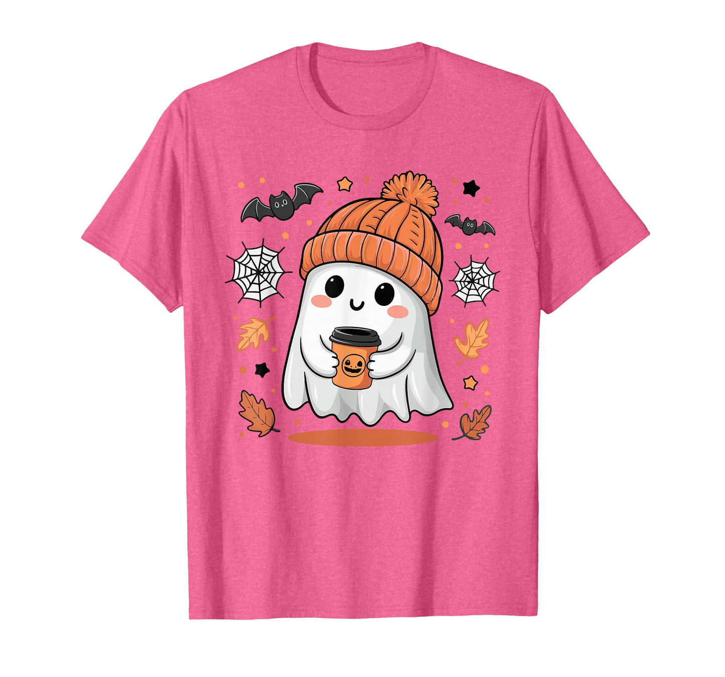 Cute Ghost Drinking Coffee Halloween Ghost Ice Coffee Womens T-Shirt