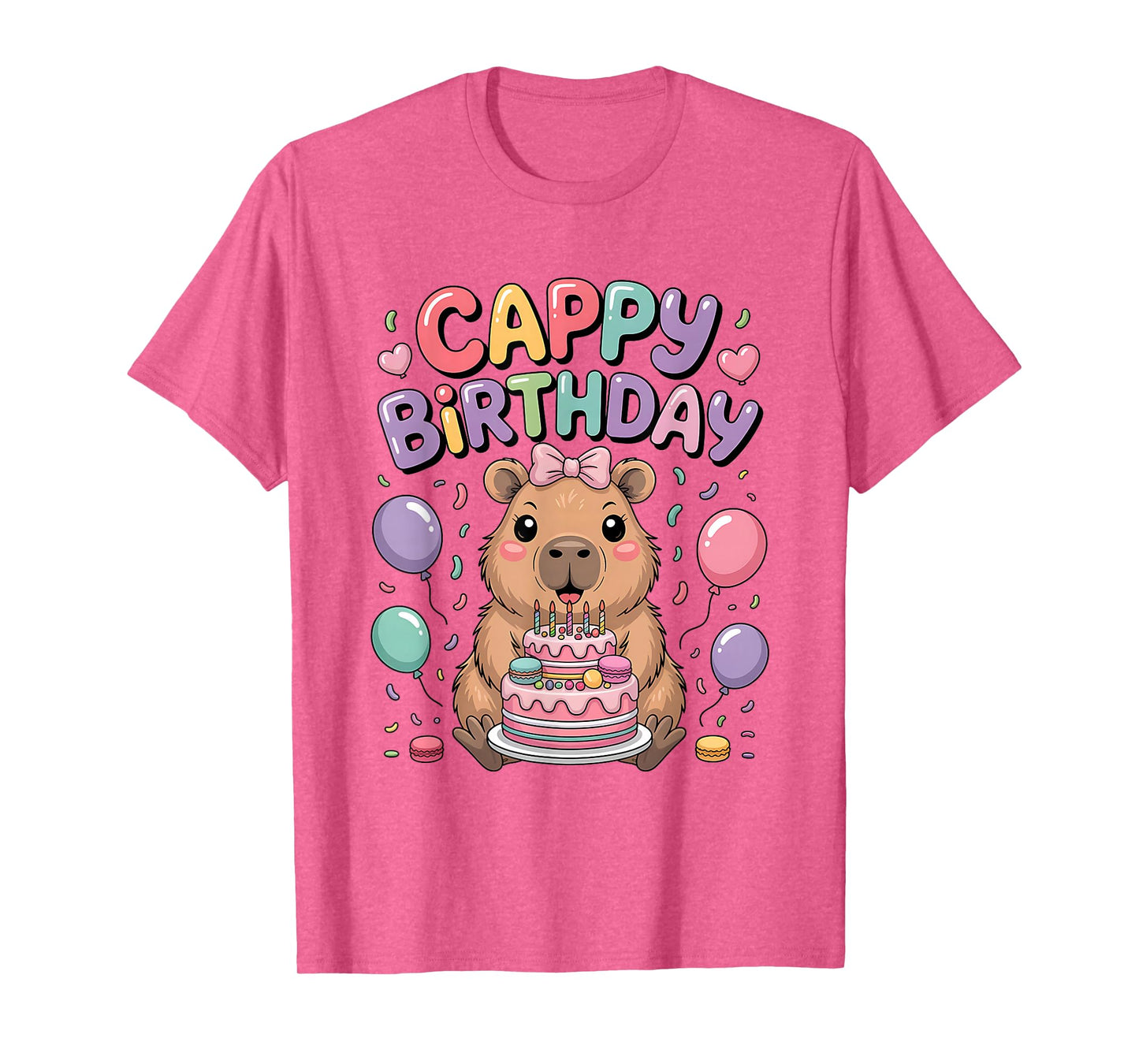 Capybara Birthday Girl Capybara Animal Lovers Bow Party T-Shirt