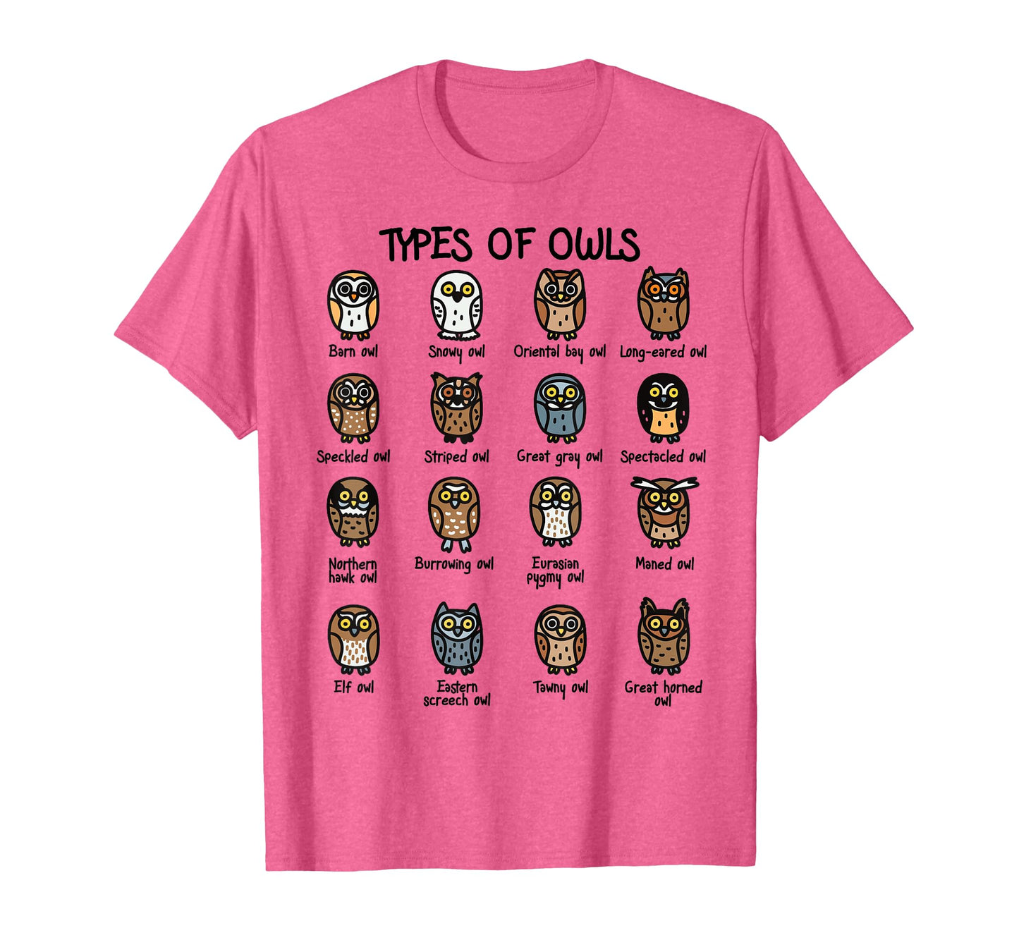 Types of Owls Collection For Cute Owl Lover T-Shirt