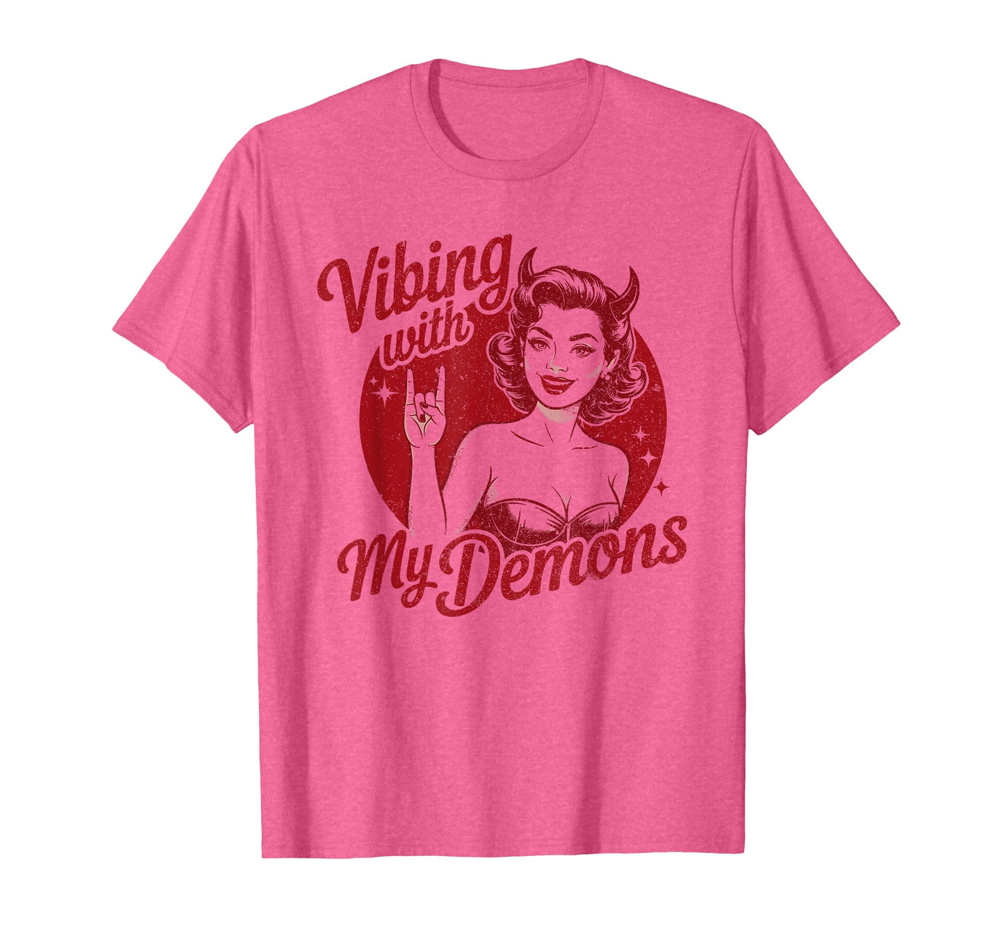 Vibing with My Demons Retro Devil Girl T-Shirt
