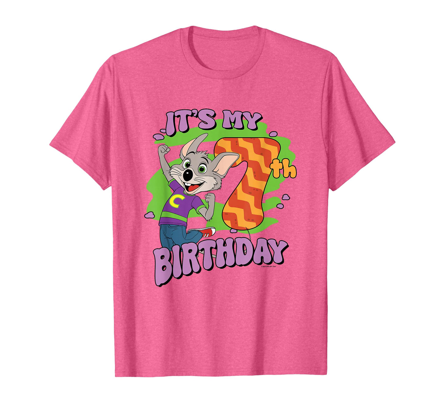 Chuck E. Cheese It's My 7th Birthday Happy Chuck Chest Logo T-Shirt